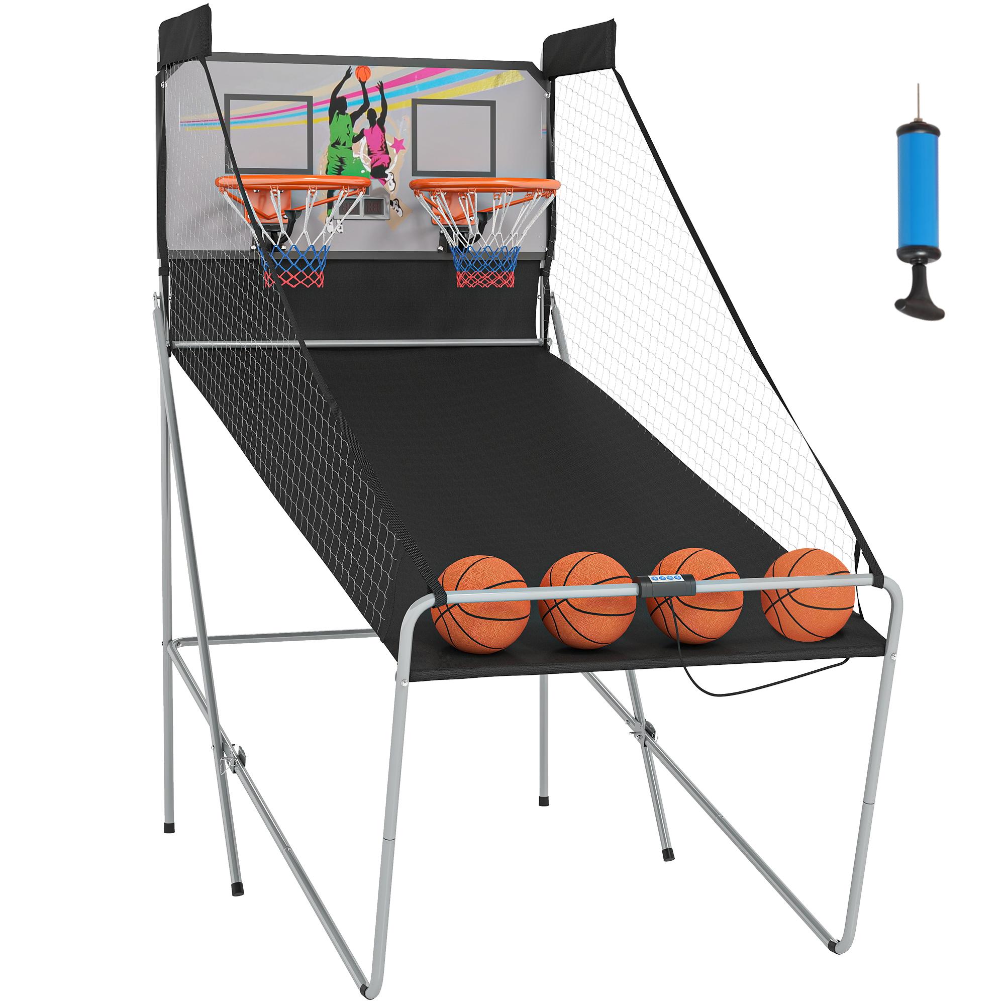 Black Two-Player Basketball Arcade, Foldable Indoor Game