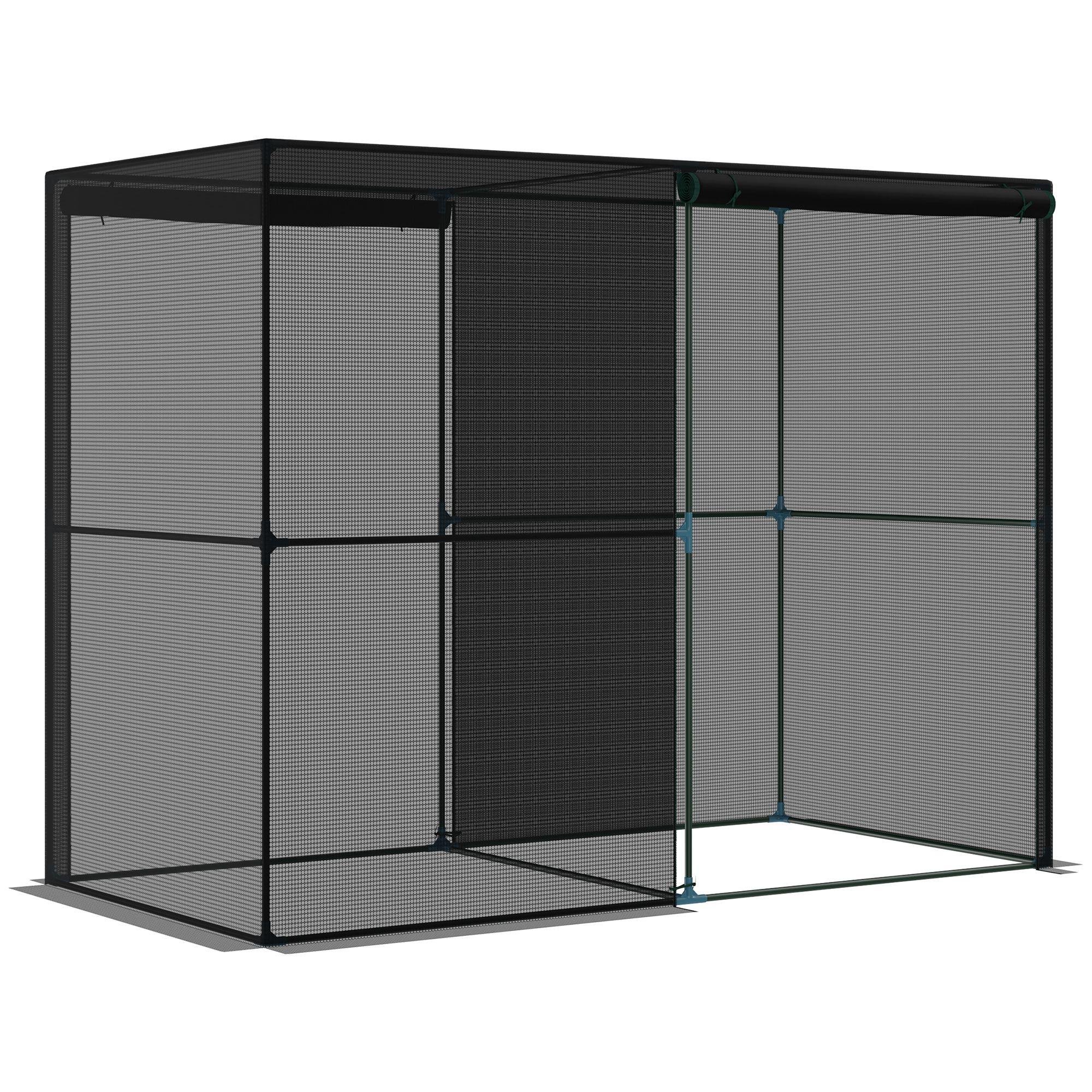 Two-Room Black Crop Cage with Walk-In Zippered Doors