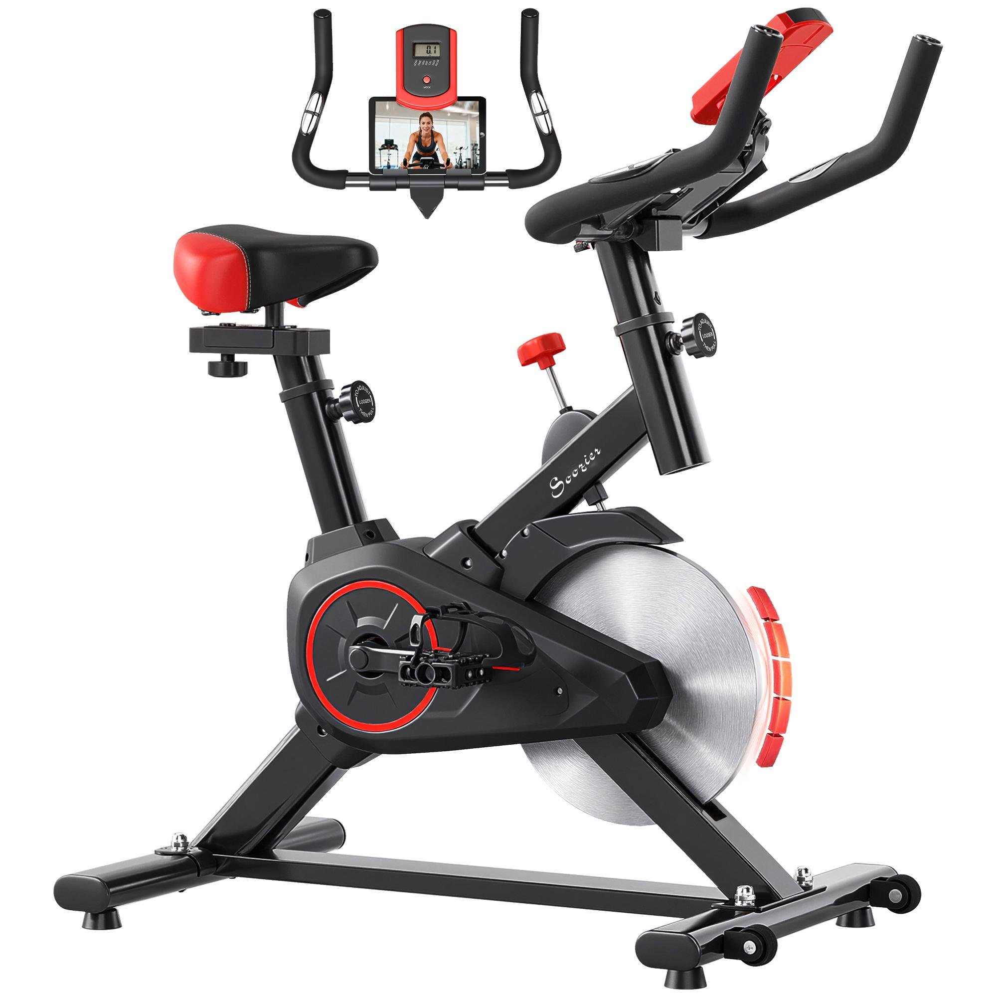 Black Steel Upright Exercise Bike with LCD Monitor