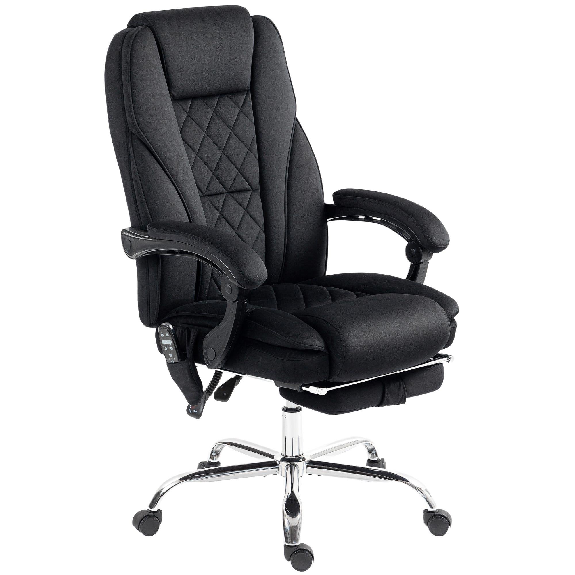Black Velvet Massage Recliner with Adjustable Footrest