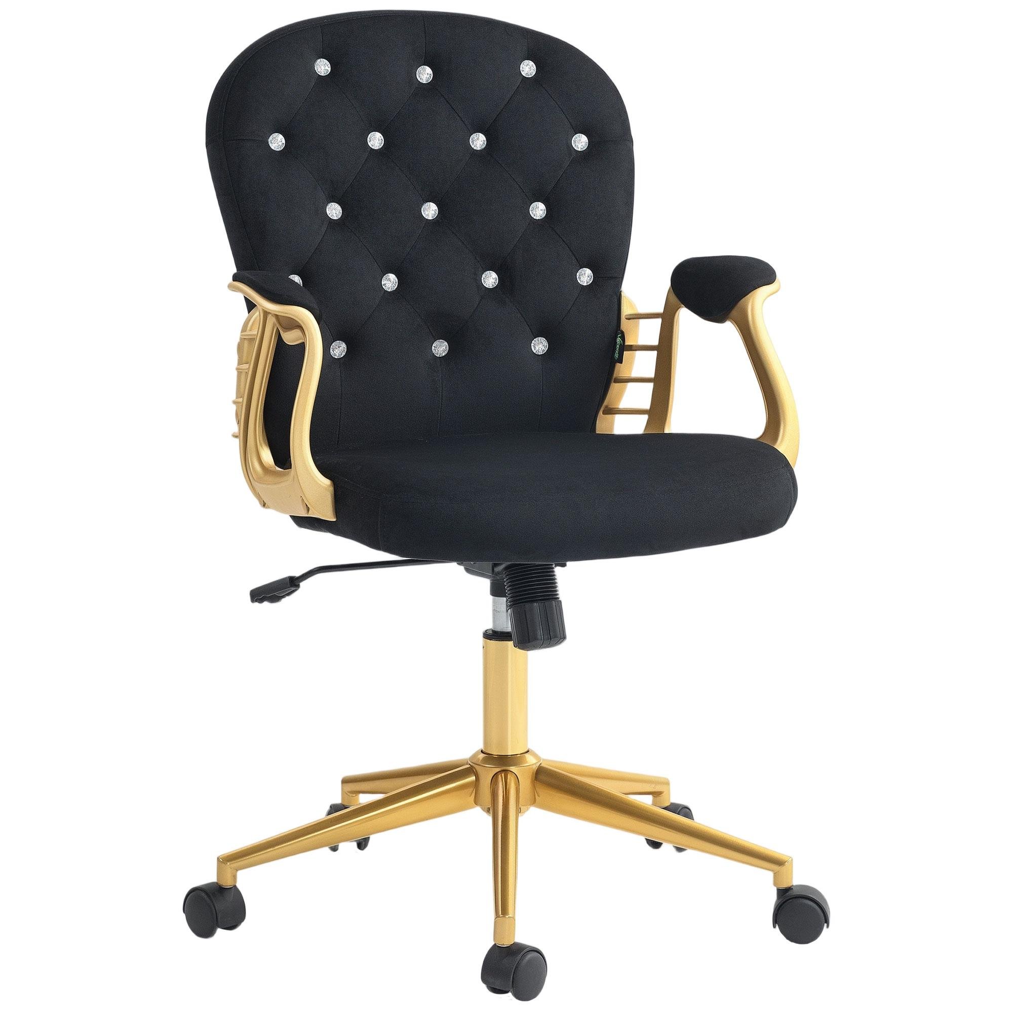 Black Button-Tufted Chair - Swivel Task Chair