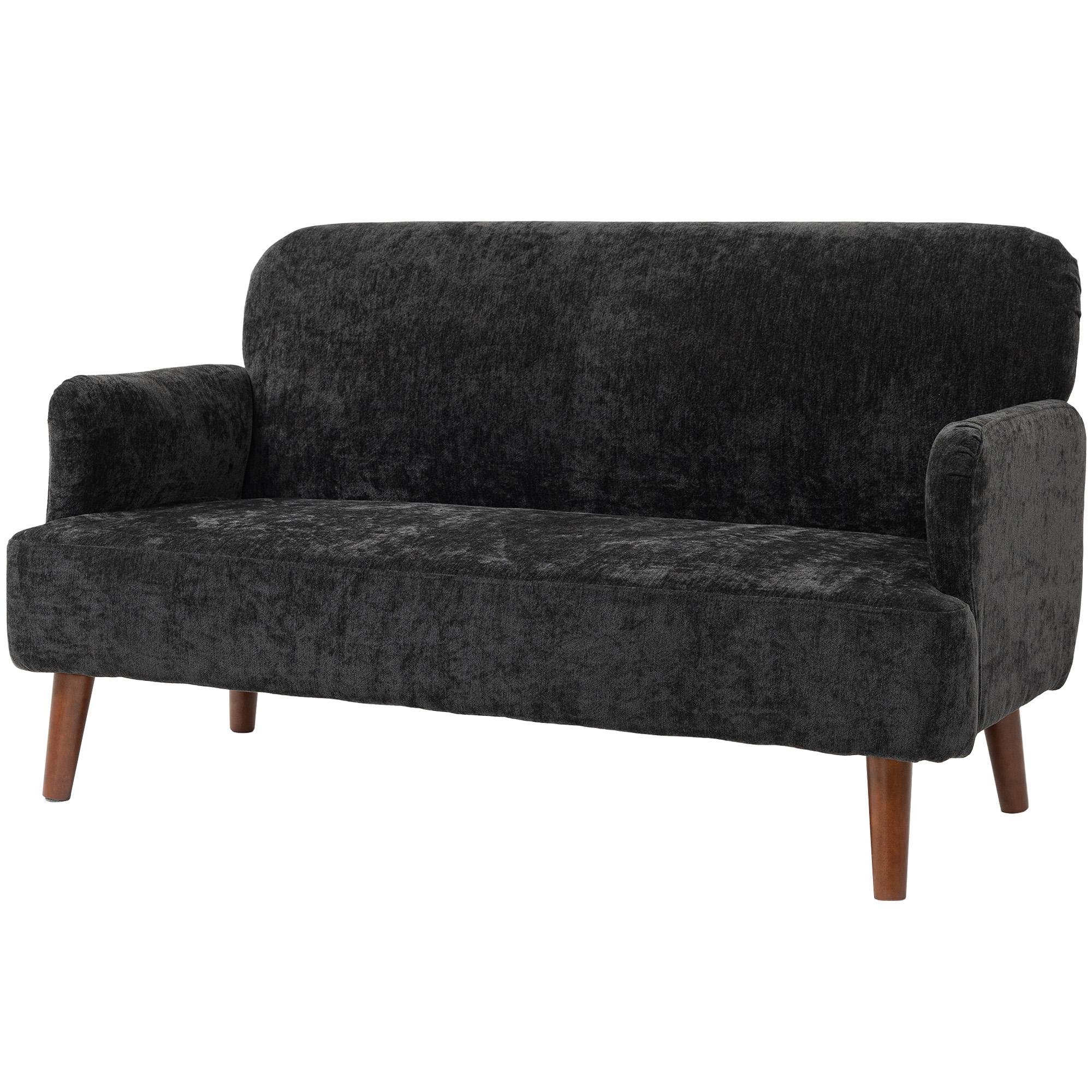 Black Velvet Loveseat with 8.3-Inch Padded Seat