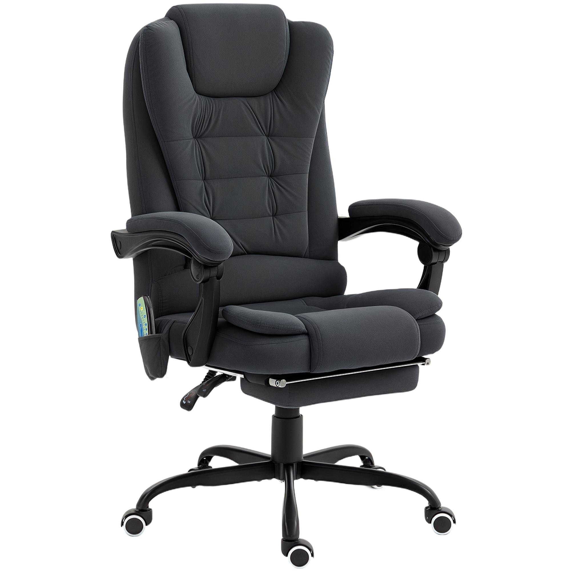 Black Velvet Massage Office Chair with Footrest