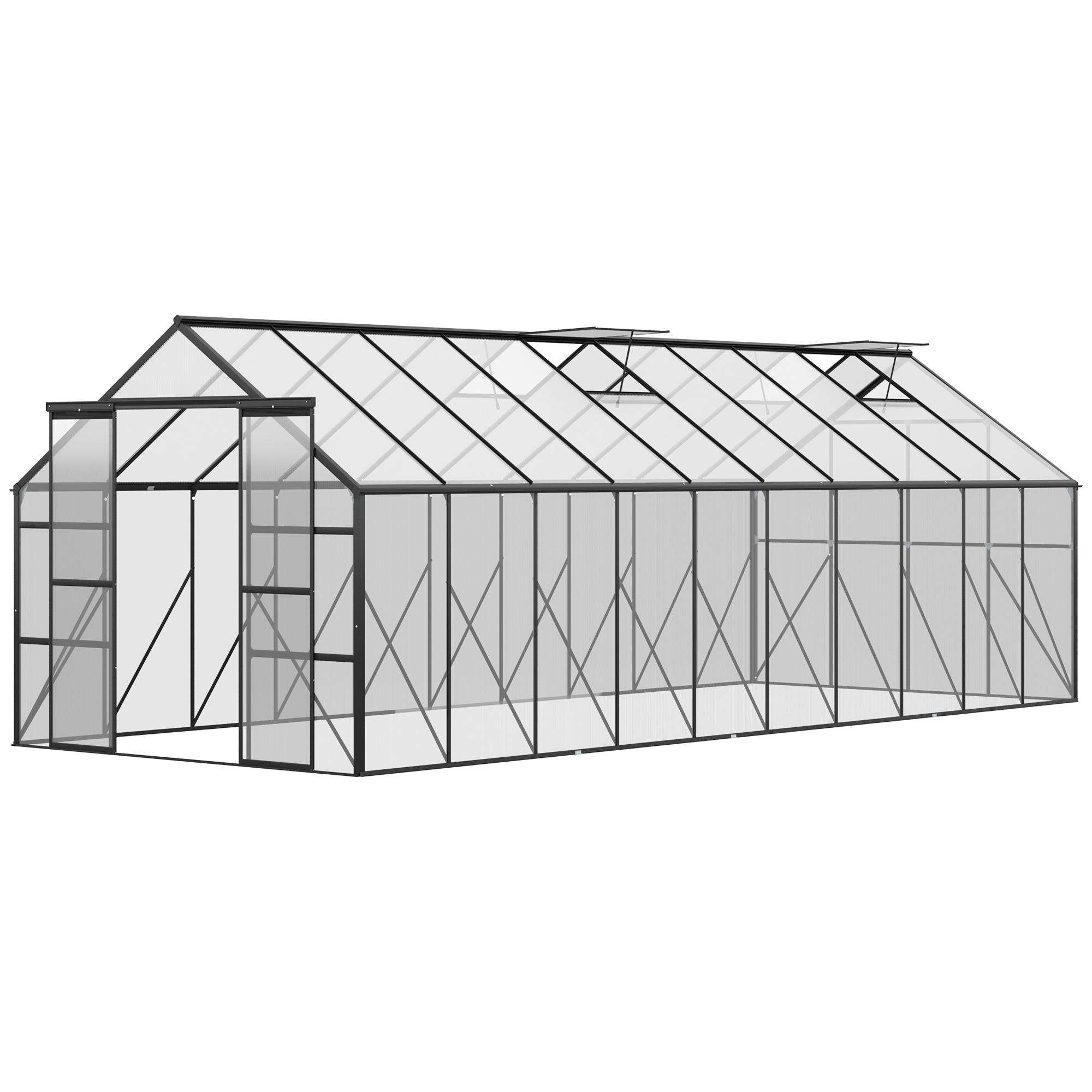 20 x 8 Black Greenhouse with Adjustable Roof Vents