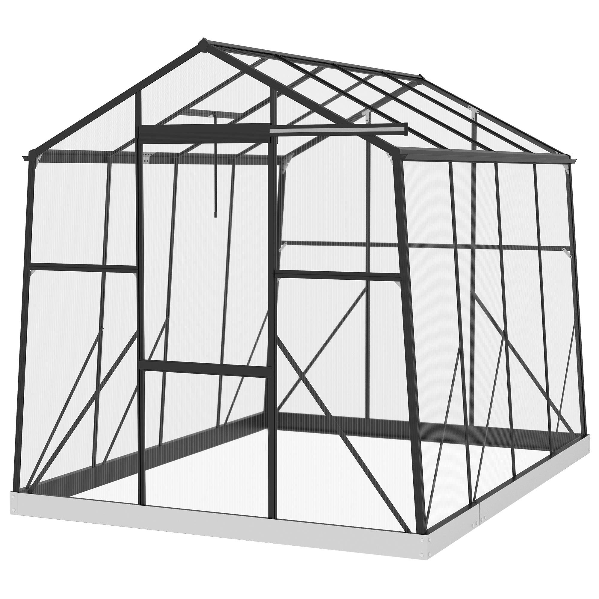 Black 6 x 8 Greenhouse with Twin-Wall Panels
