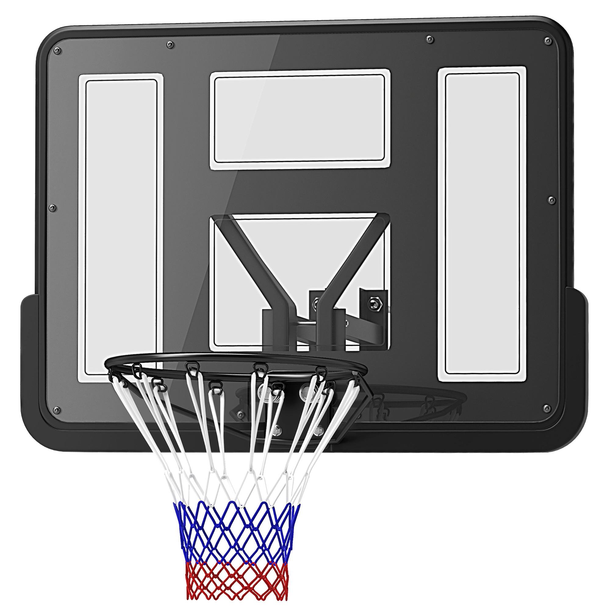 Black Wall Basketball Hoop with Shatterproof Backboard