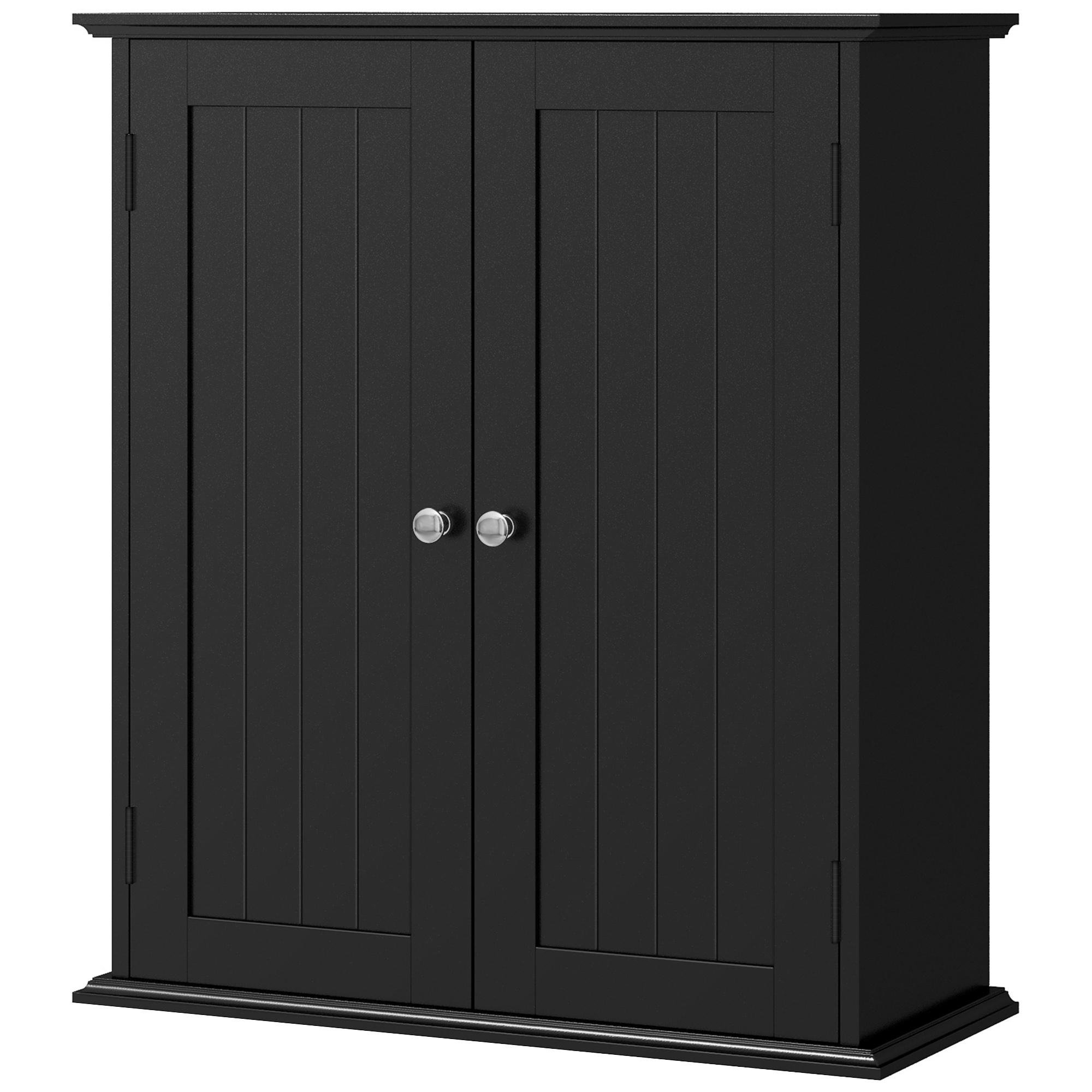 Black Two Door Bathroom Cabinet with Adjustable Shelf