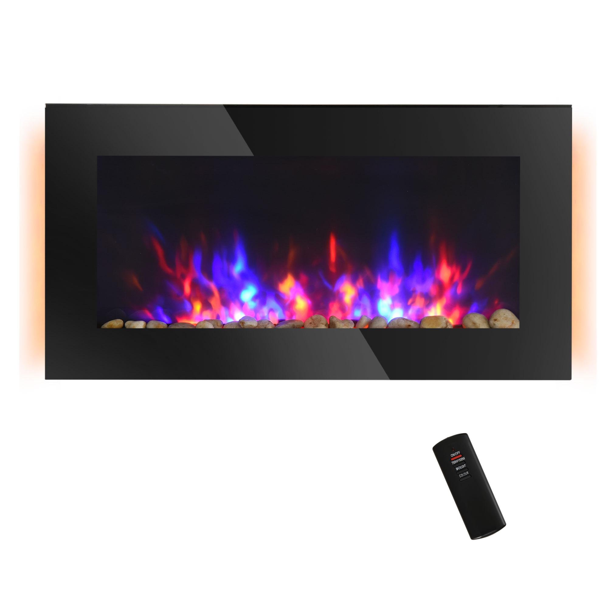 36 inch wall mounted fireplace with seven-colour LED flame