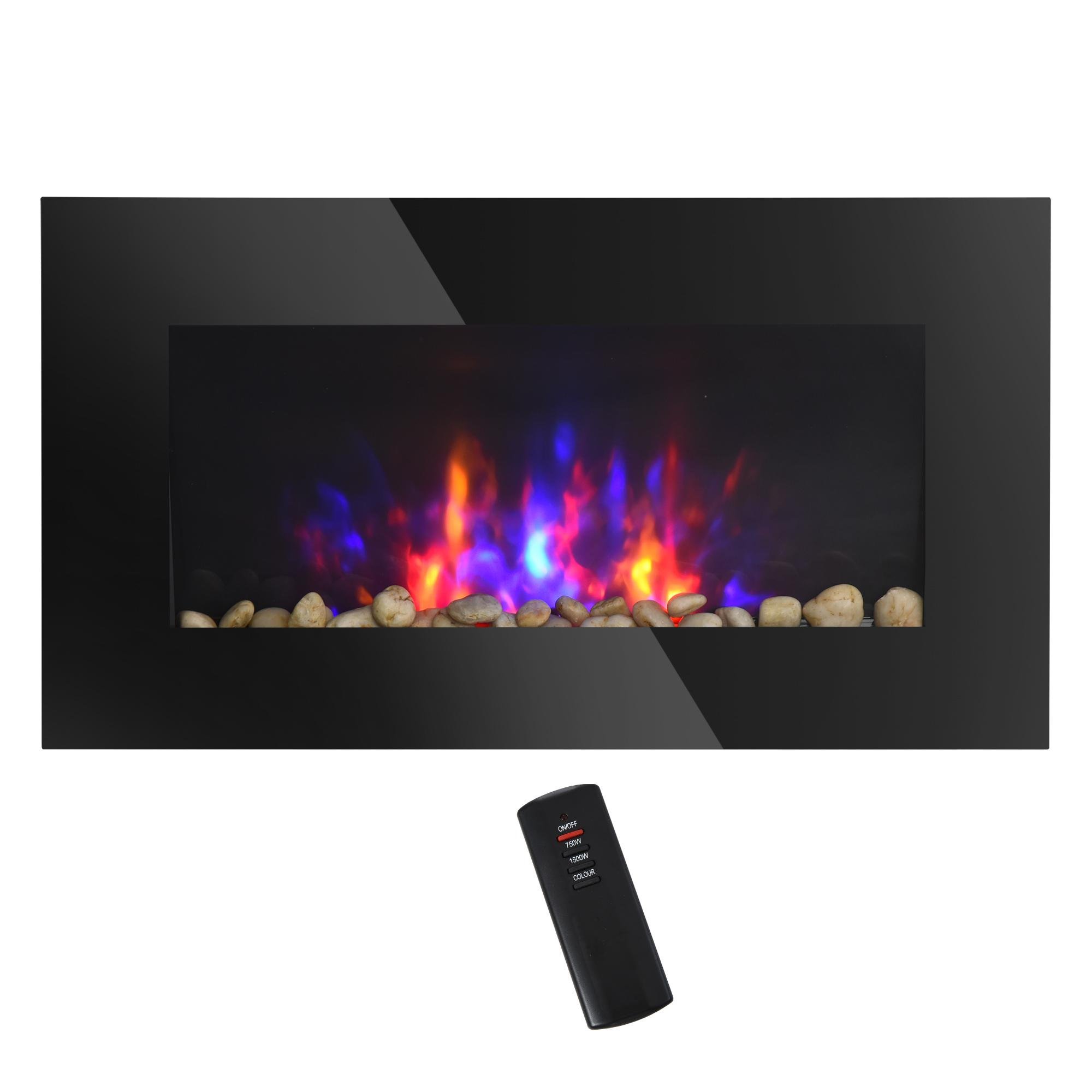28.5 Inch Wall Mounted Fireplace with 7-Colour LED Flames