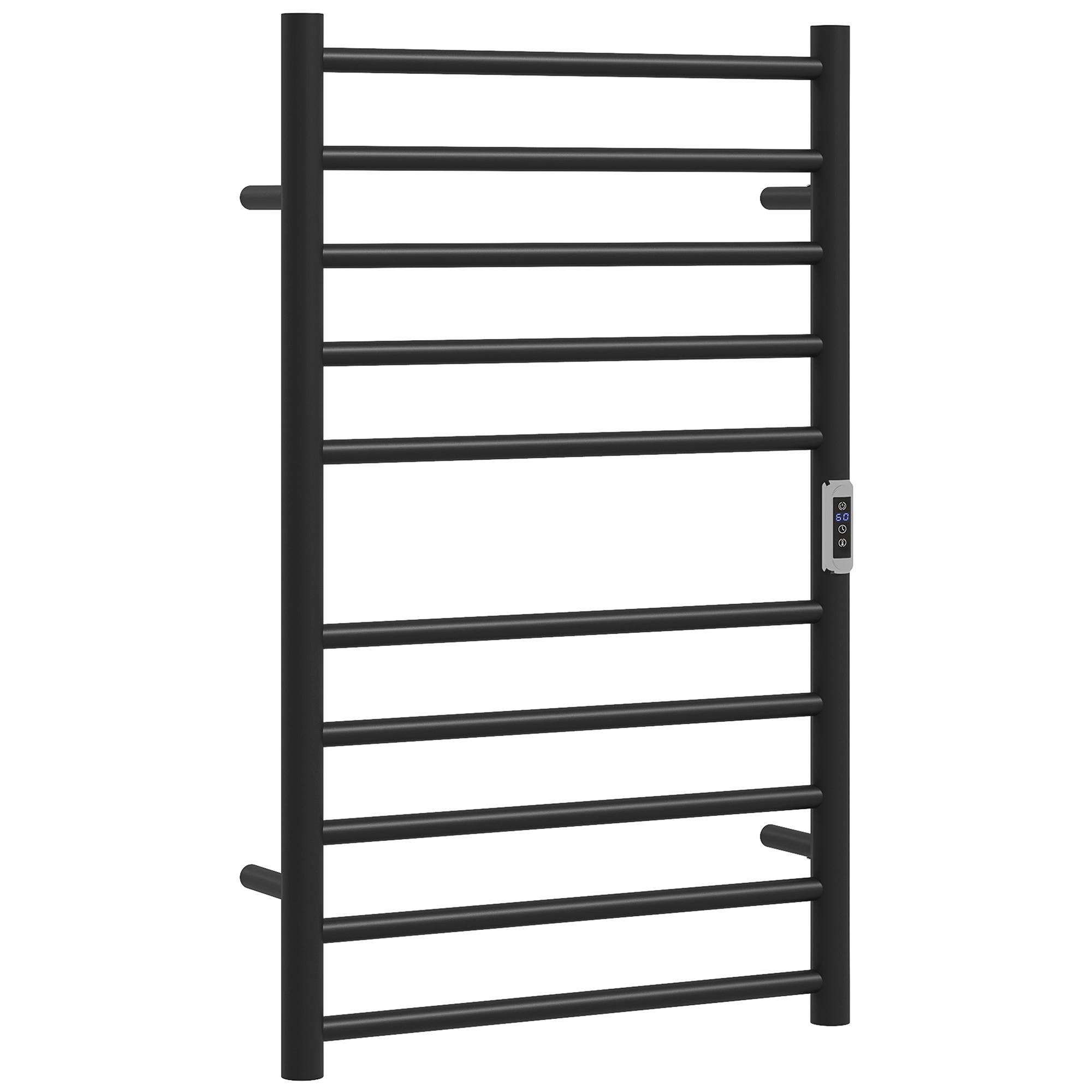 Black 10 Bar Towel Warmer with Adjustable Heat for Bathrooms
