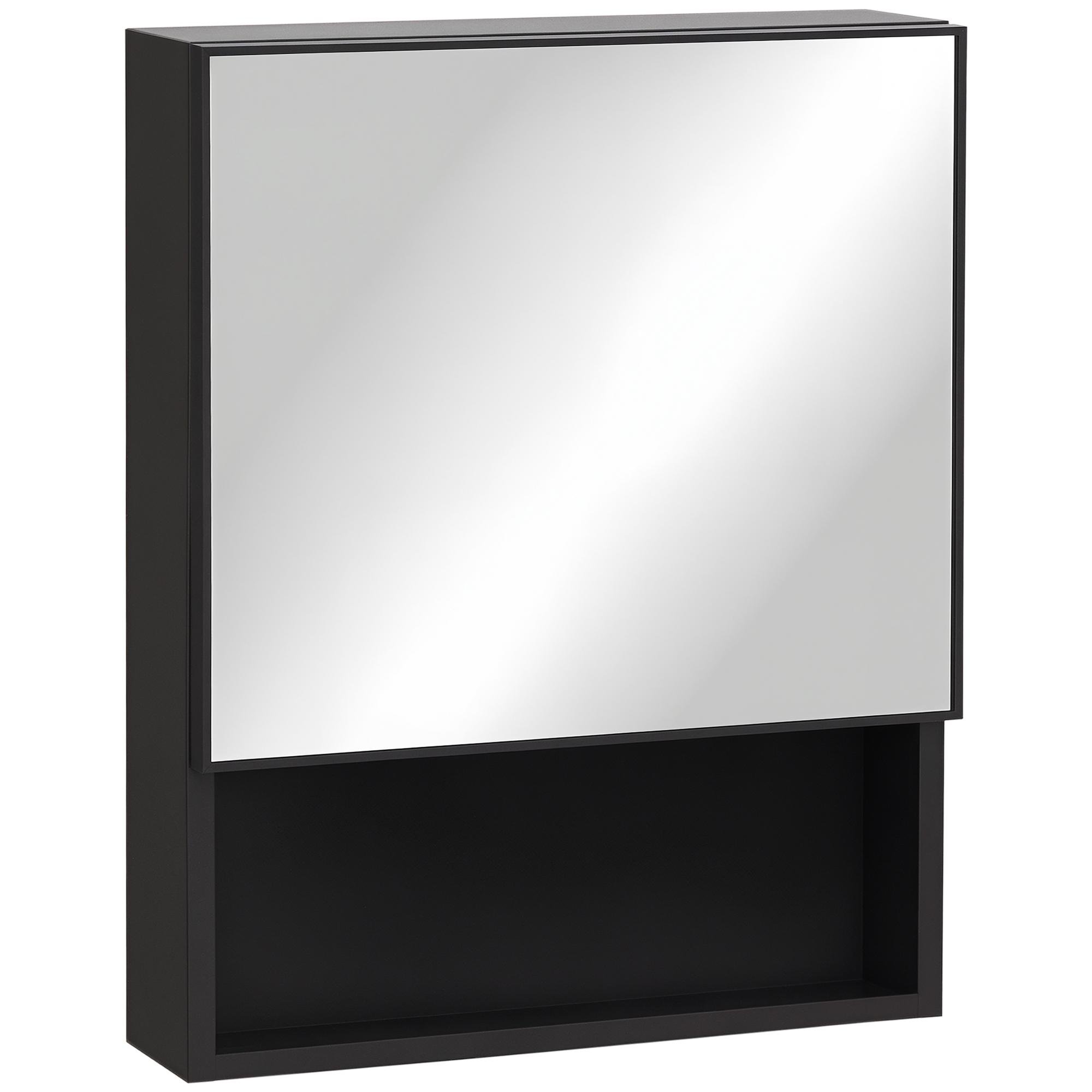 Black Stainless Medicine Cabinet with Mirror and 3-Tier Storage