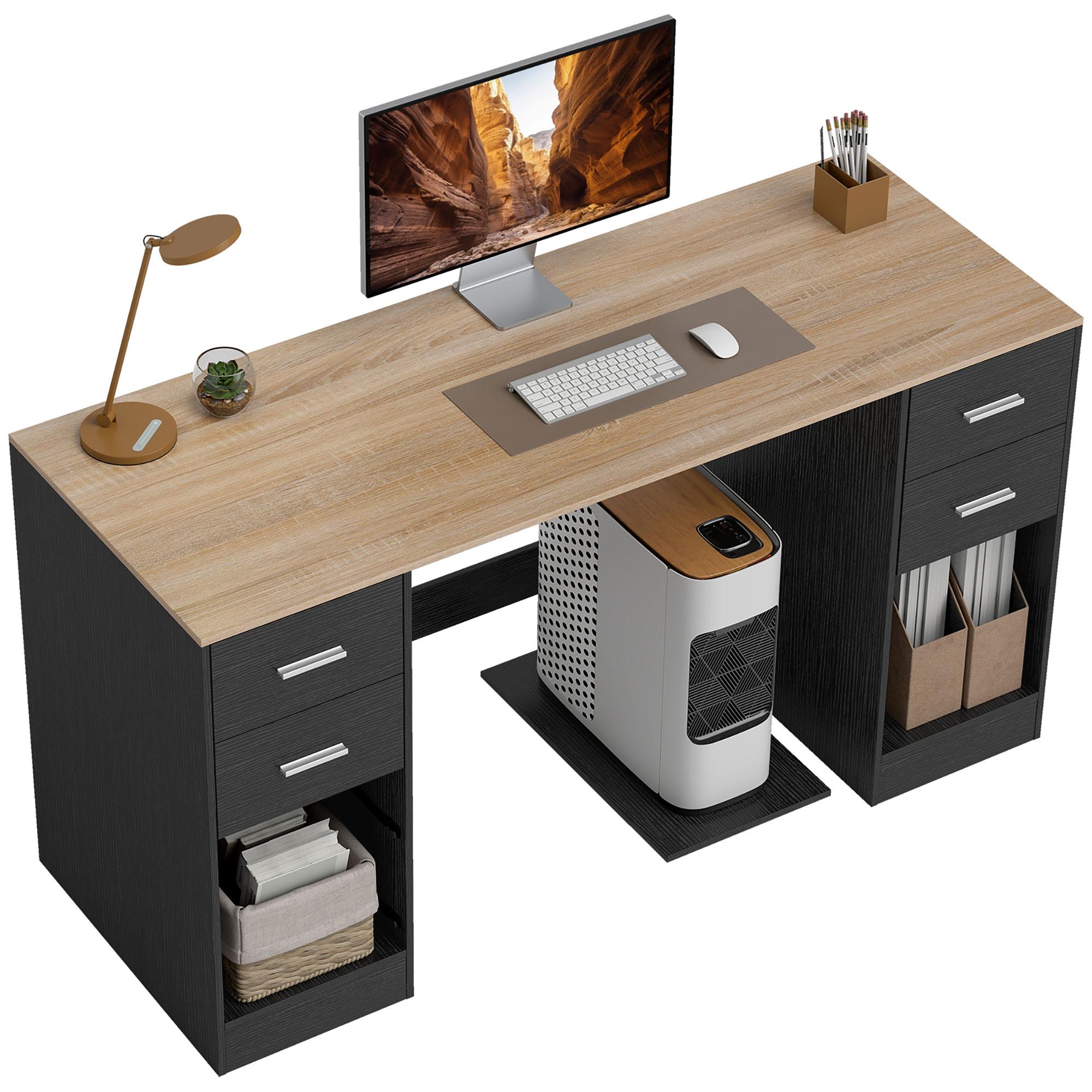 55 inch wood grain desk with reversible drawers