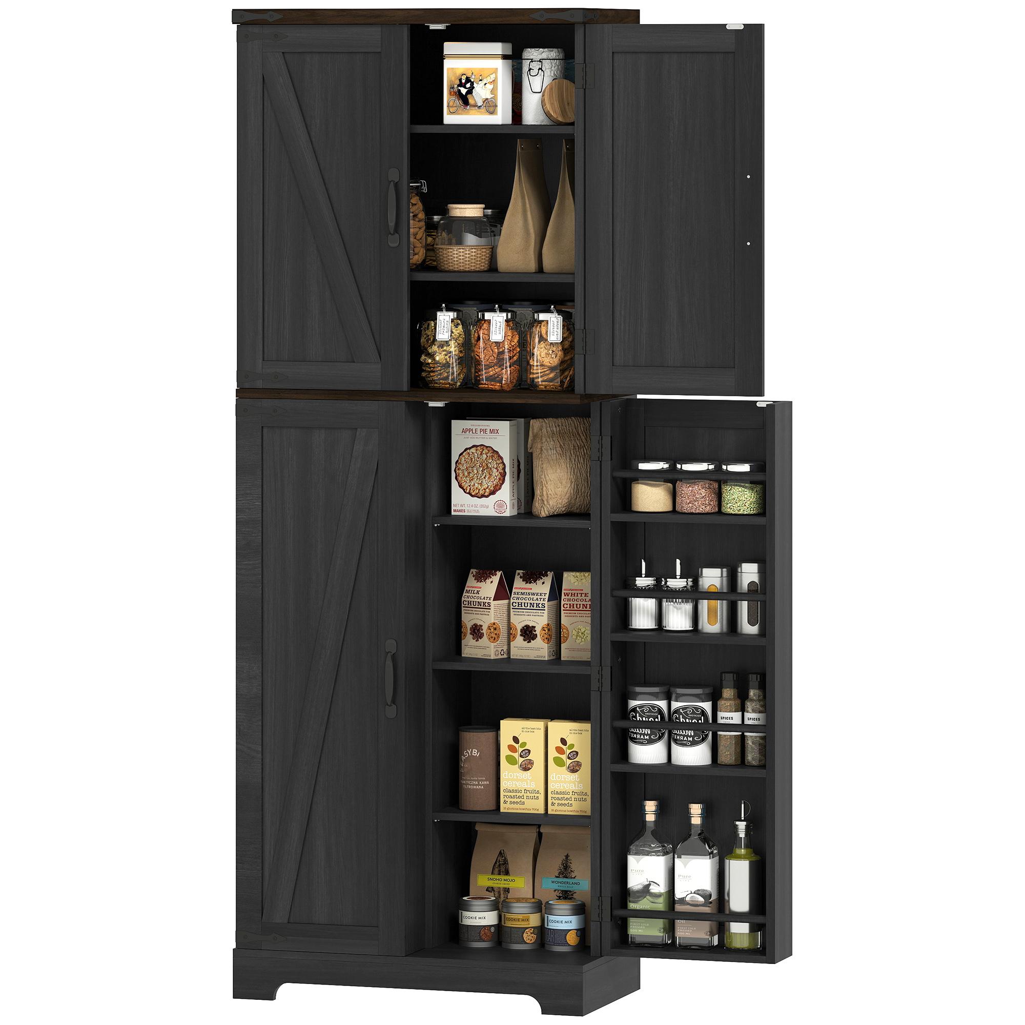 Black Wood Grain Cabinet with Adjustable Shelves