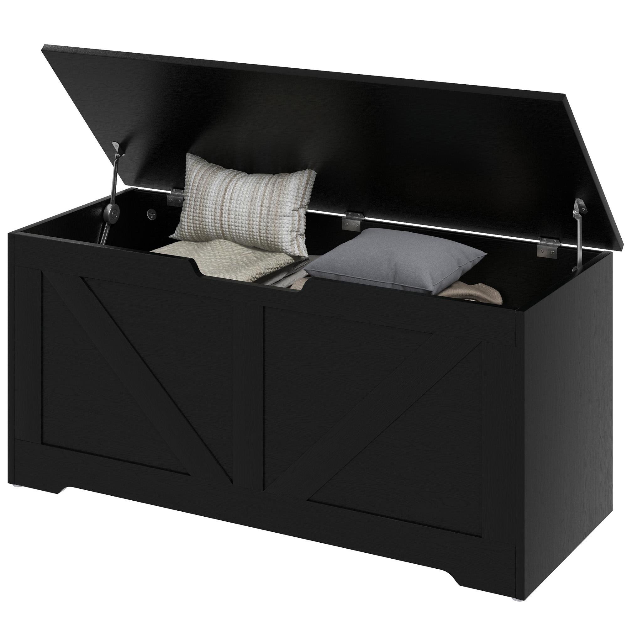 Black 127 Litre Storage Chest with Safety Hinges