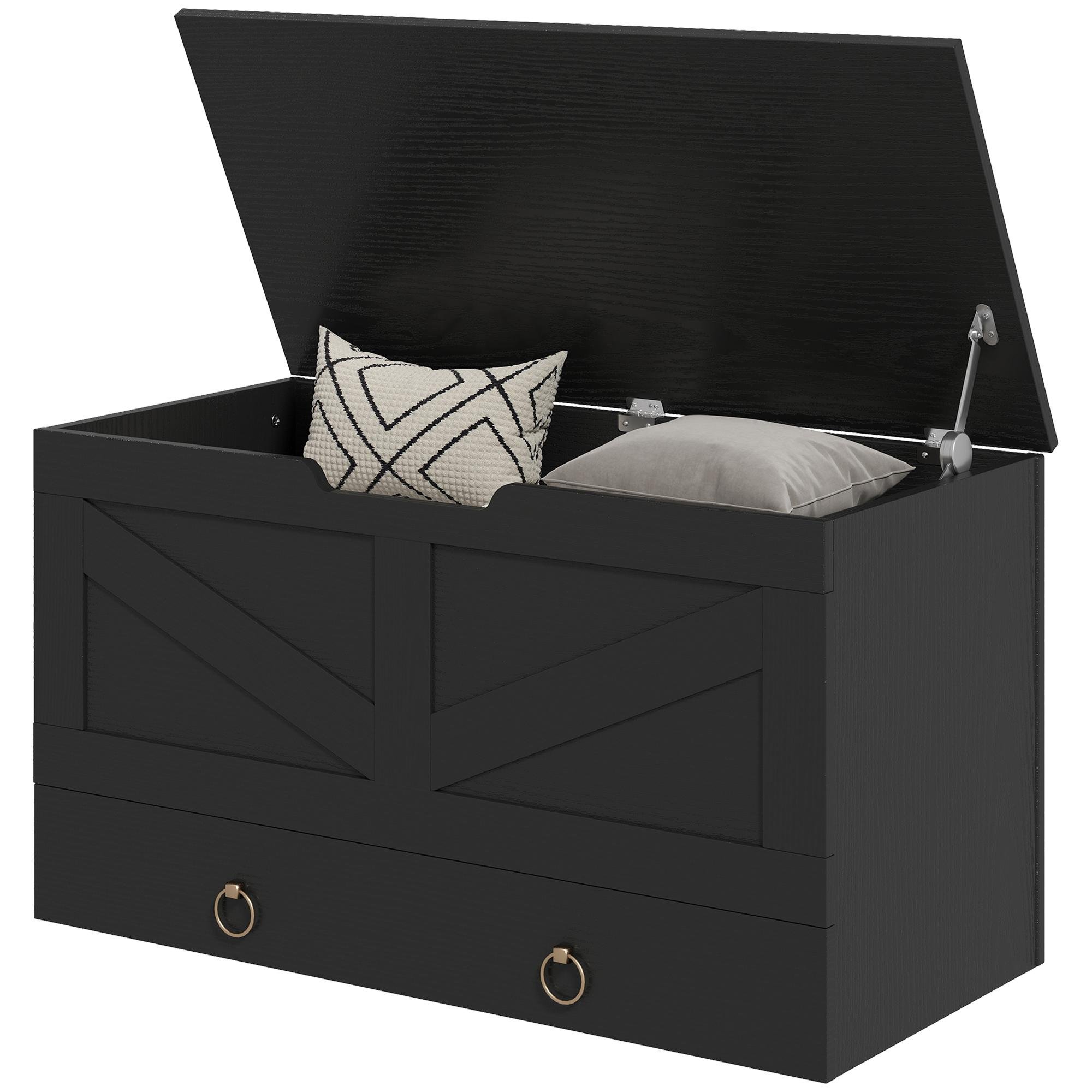 Black 68.5 Litre Storage Chest with Drawer, 31.5 in