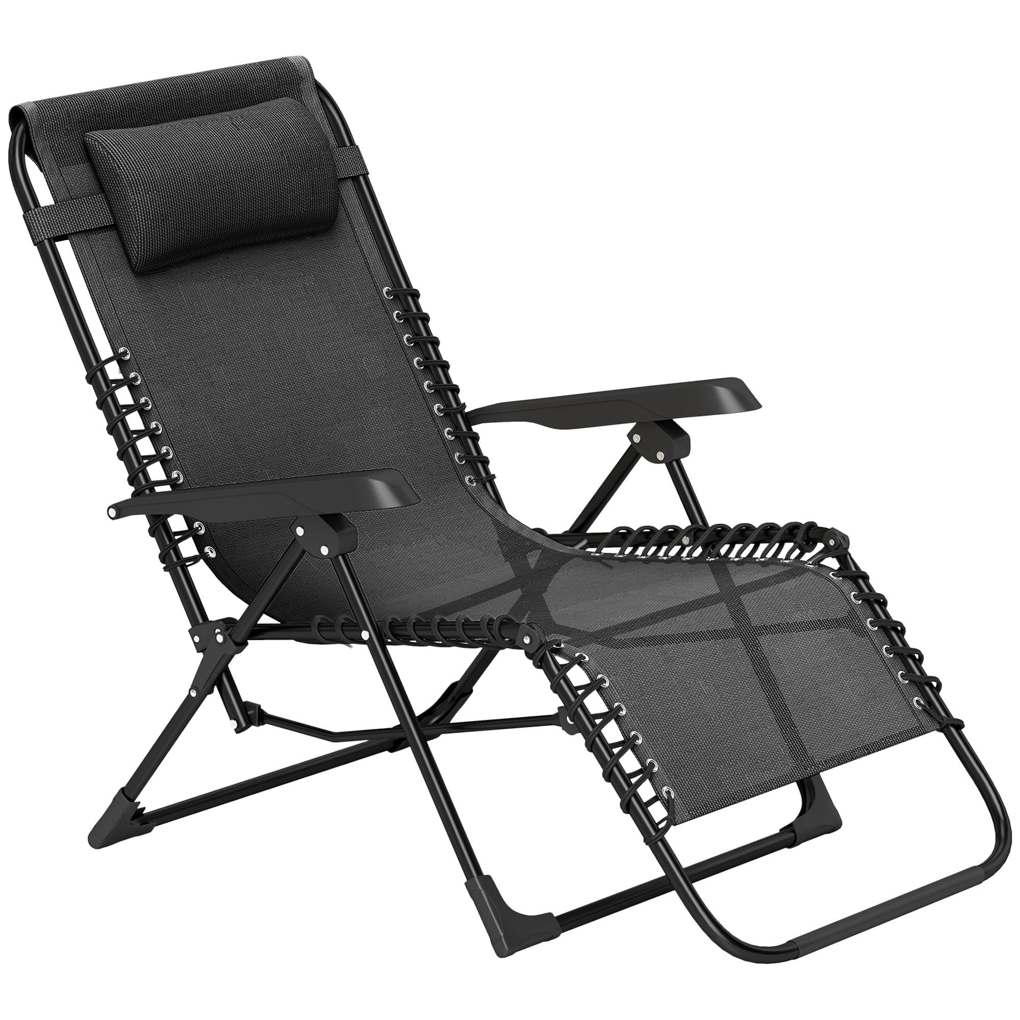 Black Mesh Zero Gravity Recliner, 5-Position Folding Chair