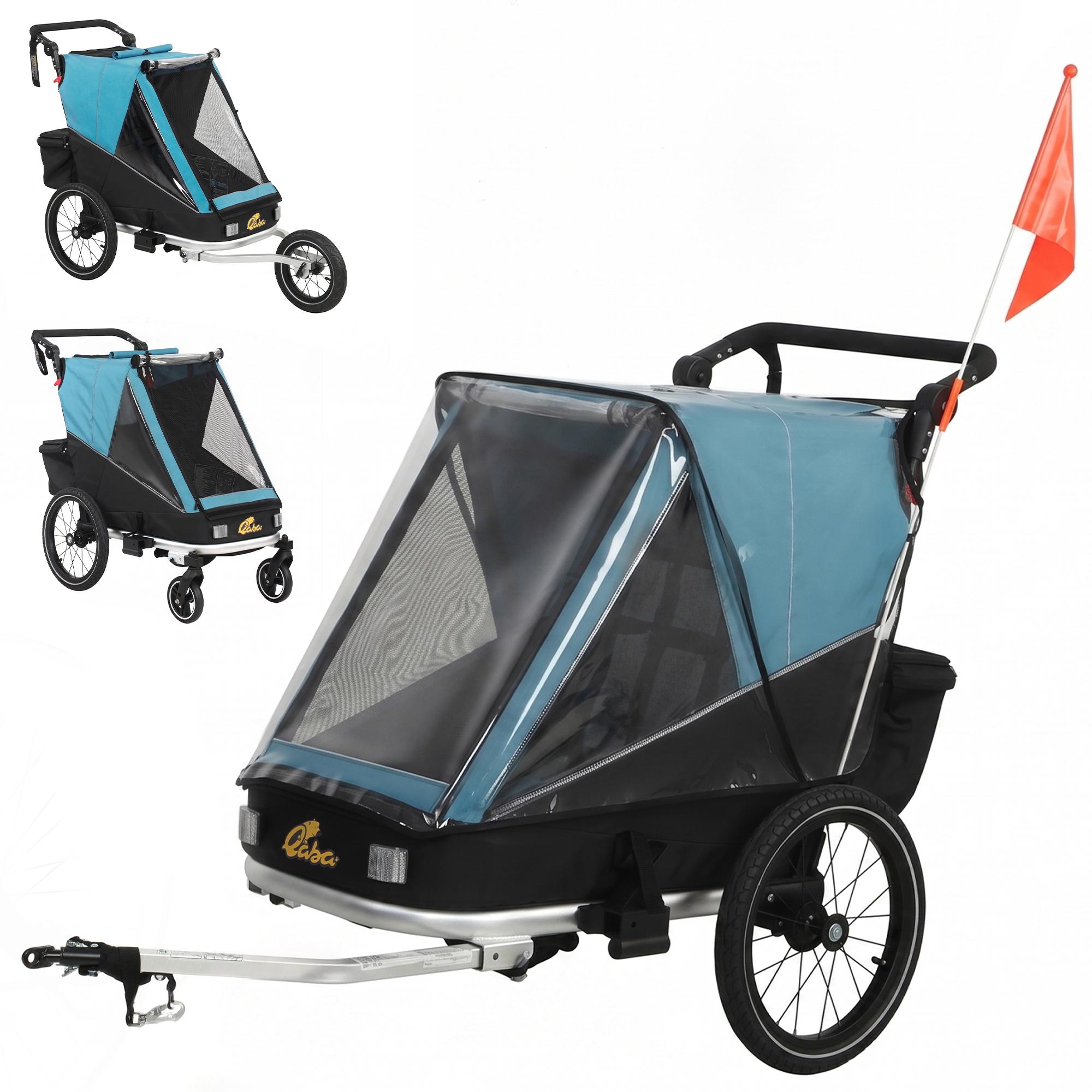 Blue Aluminum Bike Trailer, 3-in-1 Foldable Design