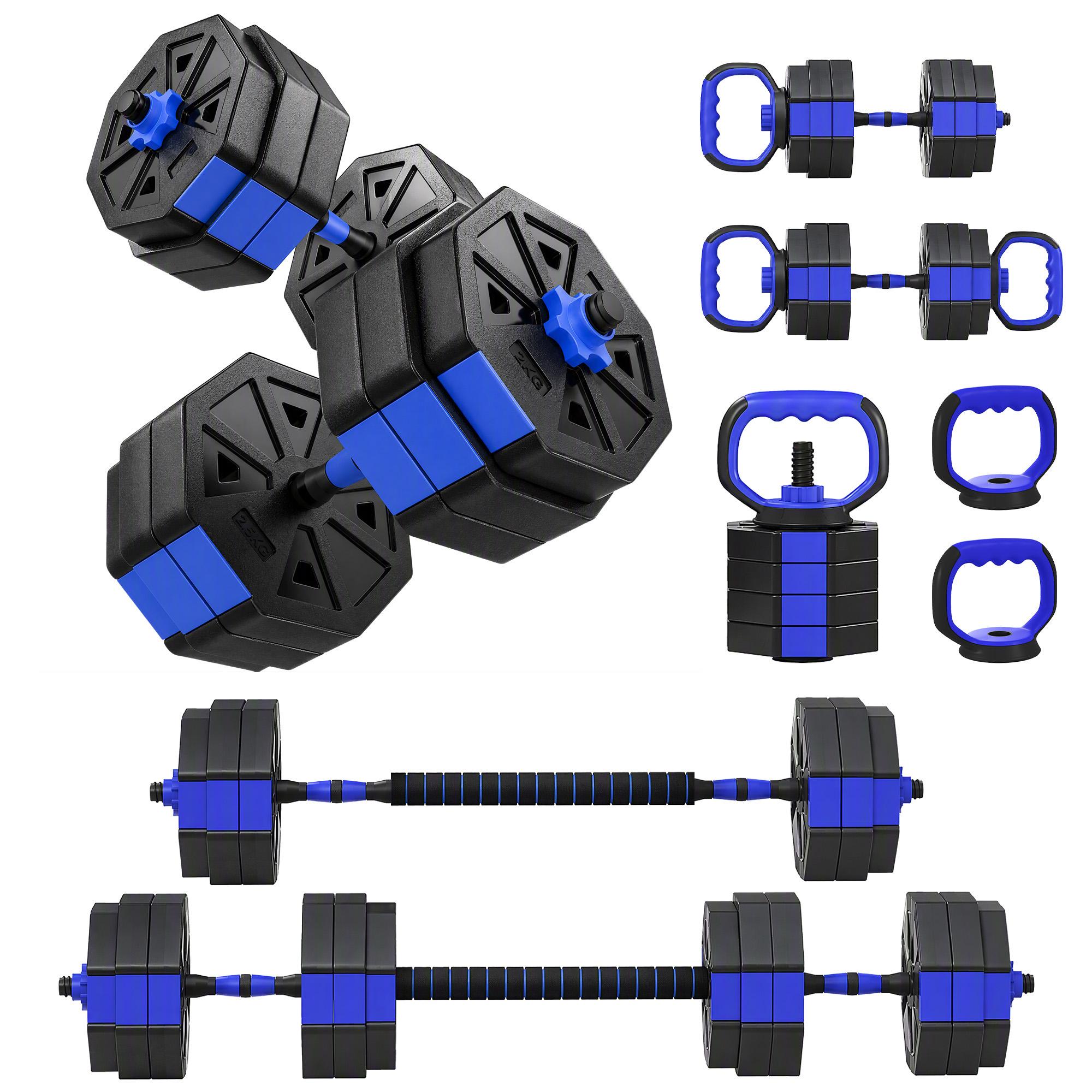 blue 55 lbs weight set, 6-in-1 Adjustable Home Gym