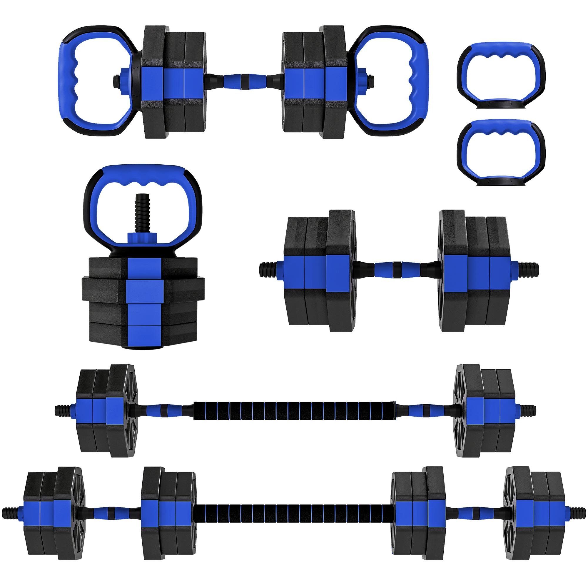 Blue 44 lbs multifunctional dumbbells, 6-in-1 set