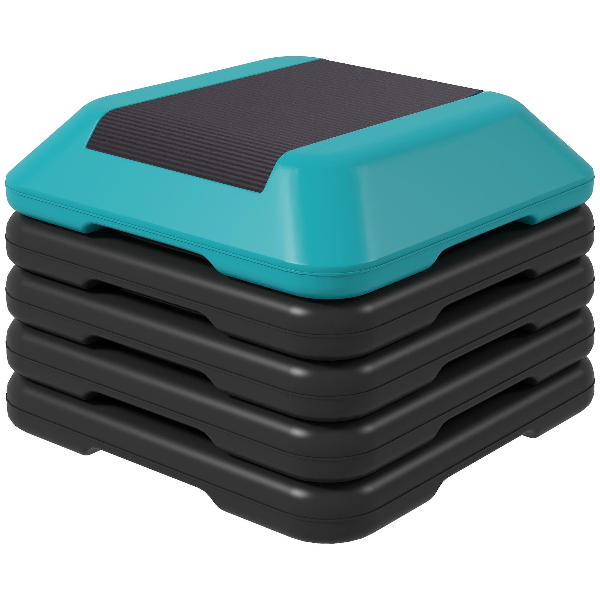 Blue PE Step Platform, 5-Level Adjustable Aerobic Trainer