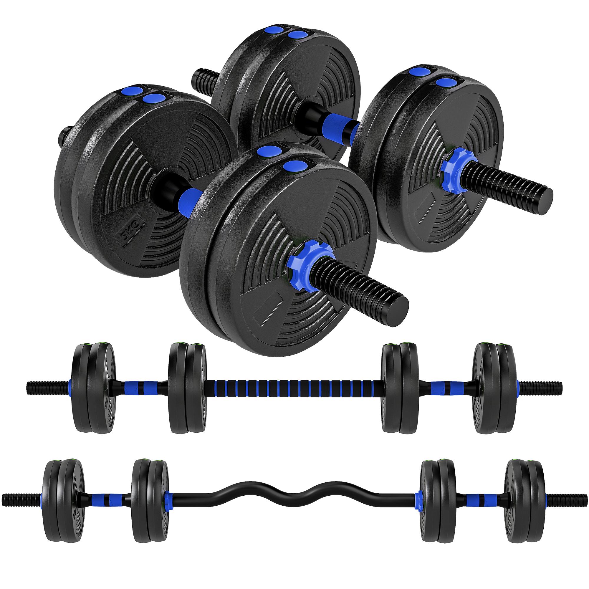 Blue 33 lb Dumbbell Set with Four Training Modes