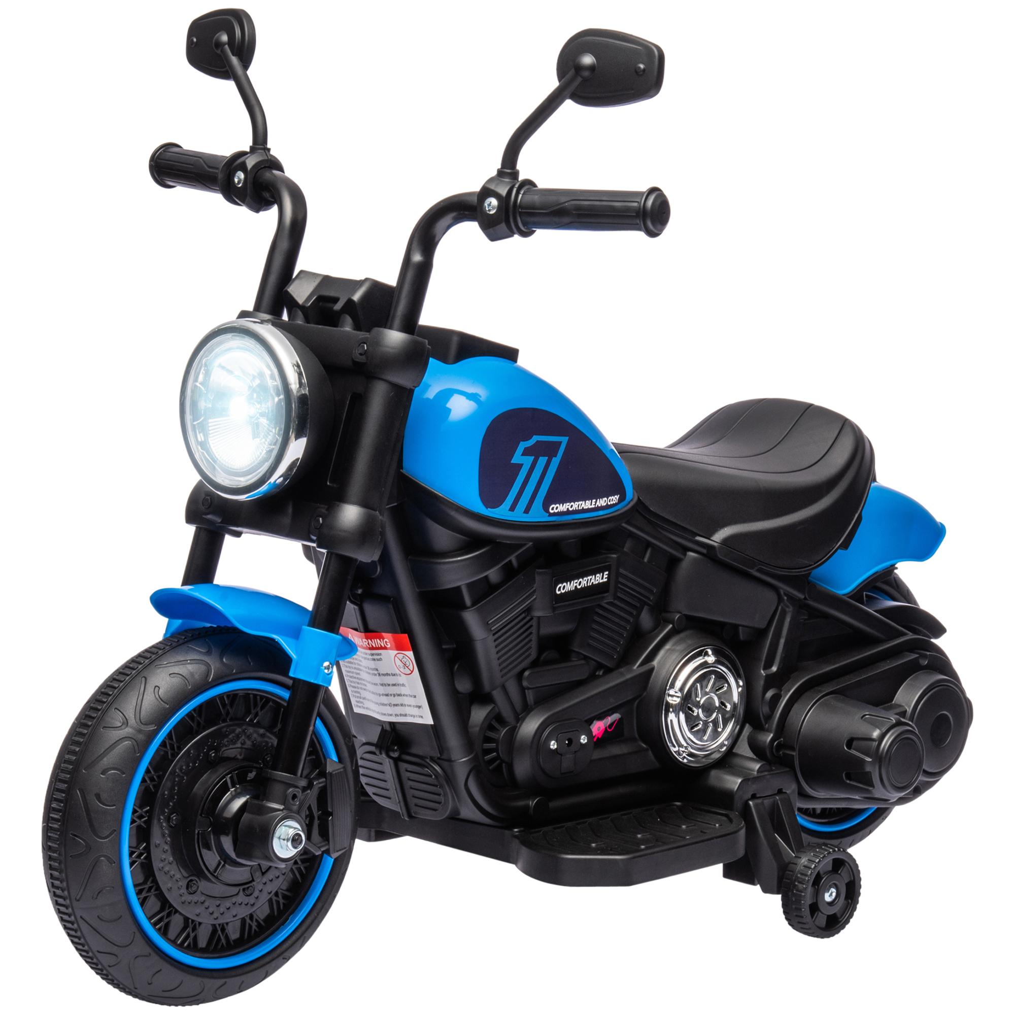 Blue 6V Kids Motorcycle Electric Ride-On with Foot Pedal