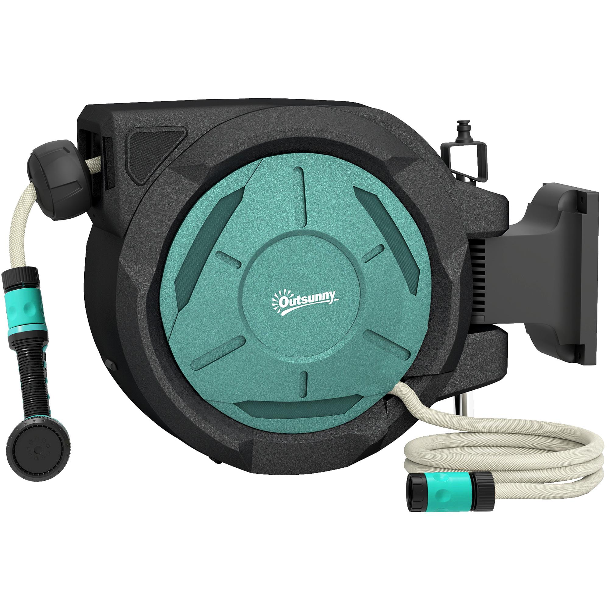 Blue 20m Retractable Hose Reel with Auto Rewind