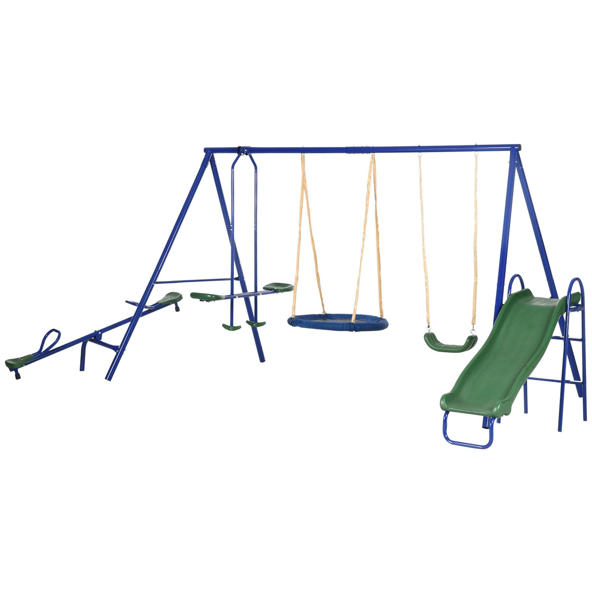 Five in One Swing Set with Slide and Saucer Swing