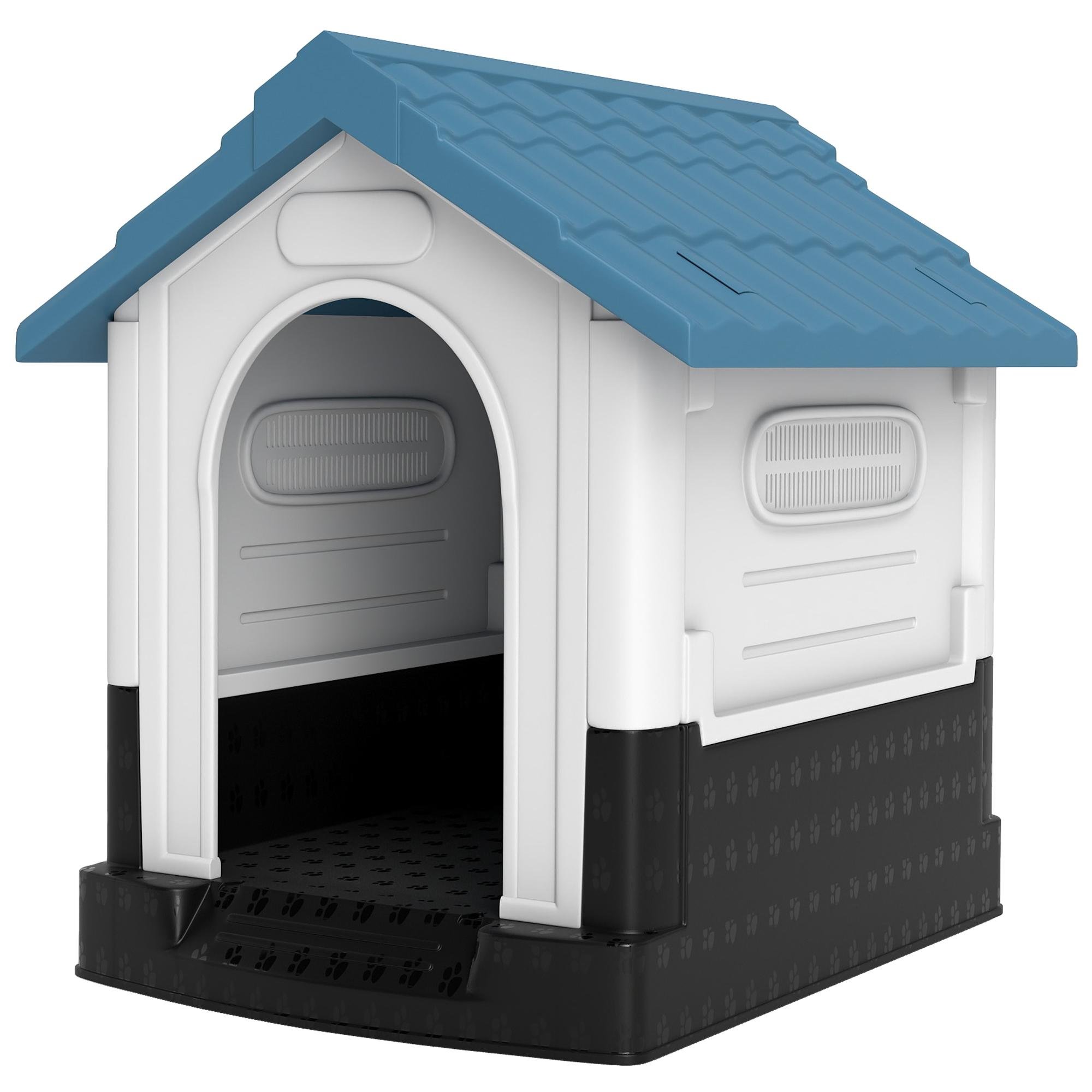 Blue PP Dog Kennel with Raised Base for Miniature Dogs