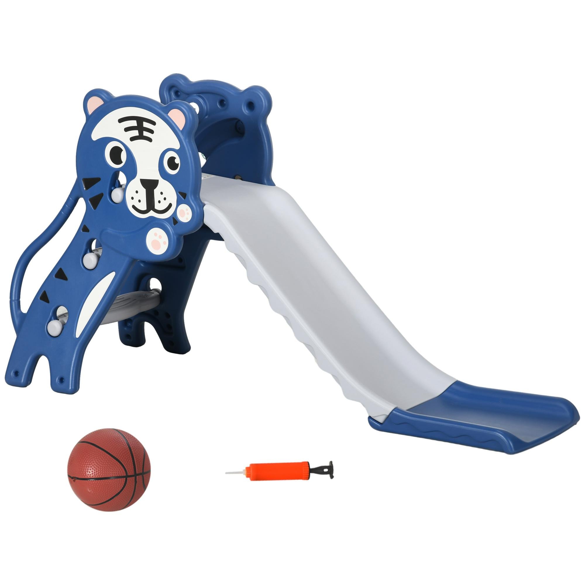 Blue Polyethylene Toddler Slide 3-in-1 with Hoop