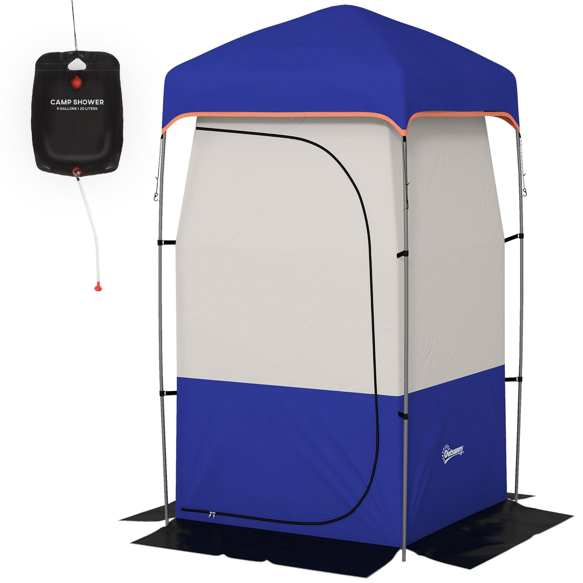 Blue Solar Shower Shelter with 5.3-Gallon Bag, 140 cm
