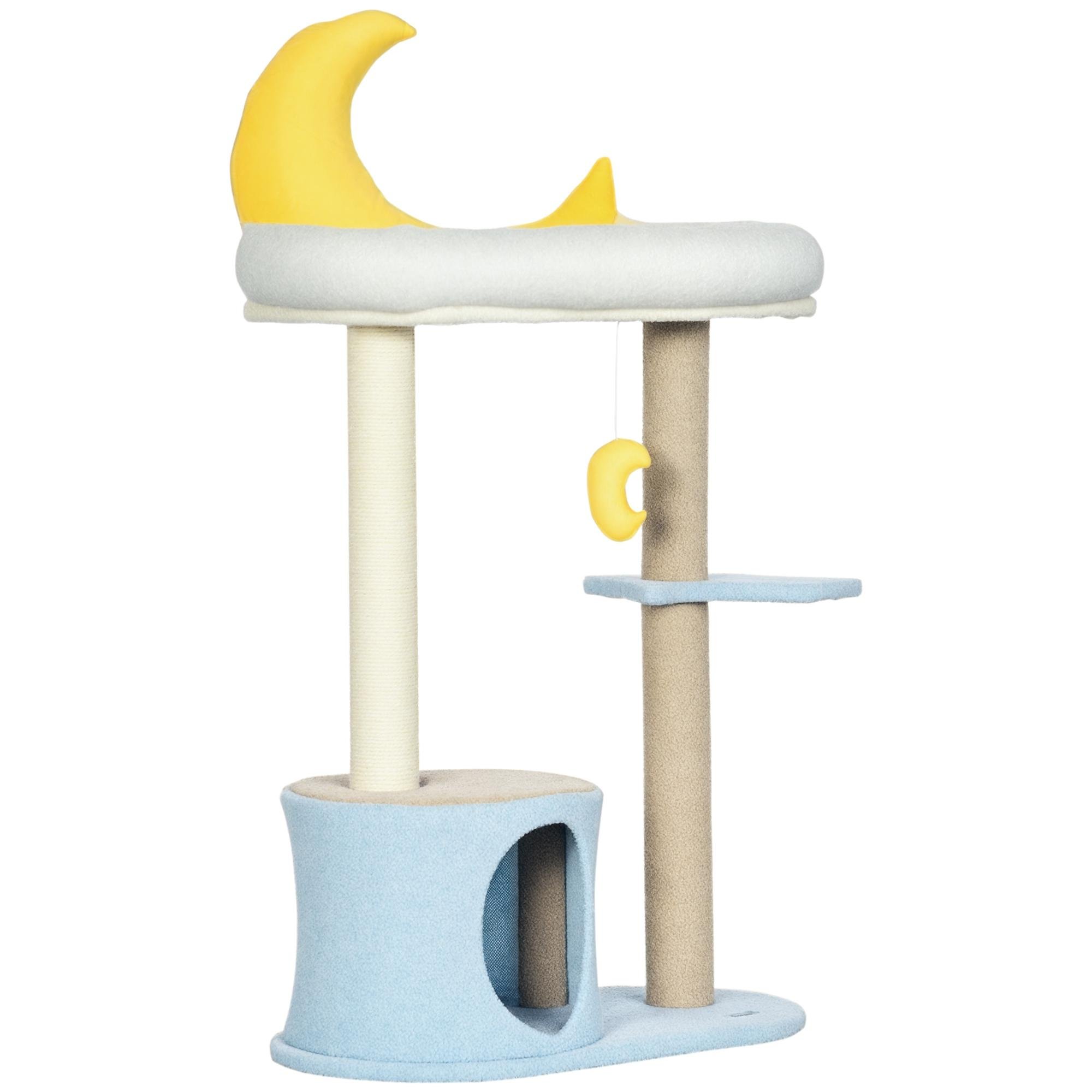 Blue Moon Cat Tower with Teddy Fleece Bed and Condo