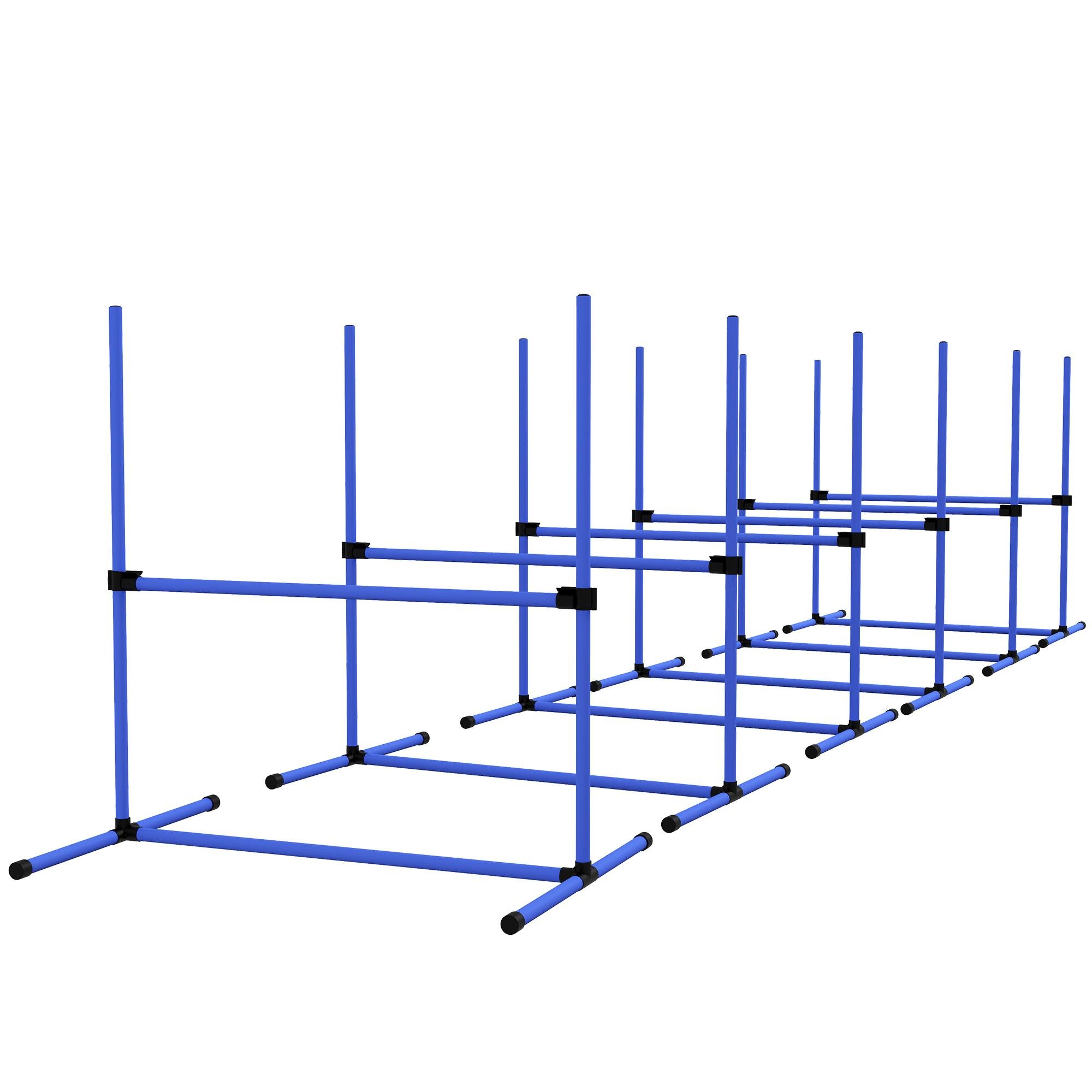 Blue Adjustable Dog Jump Set, Six Jumps