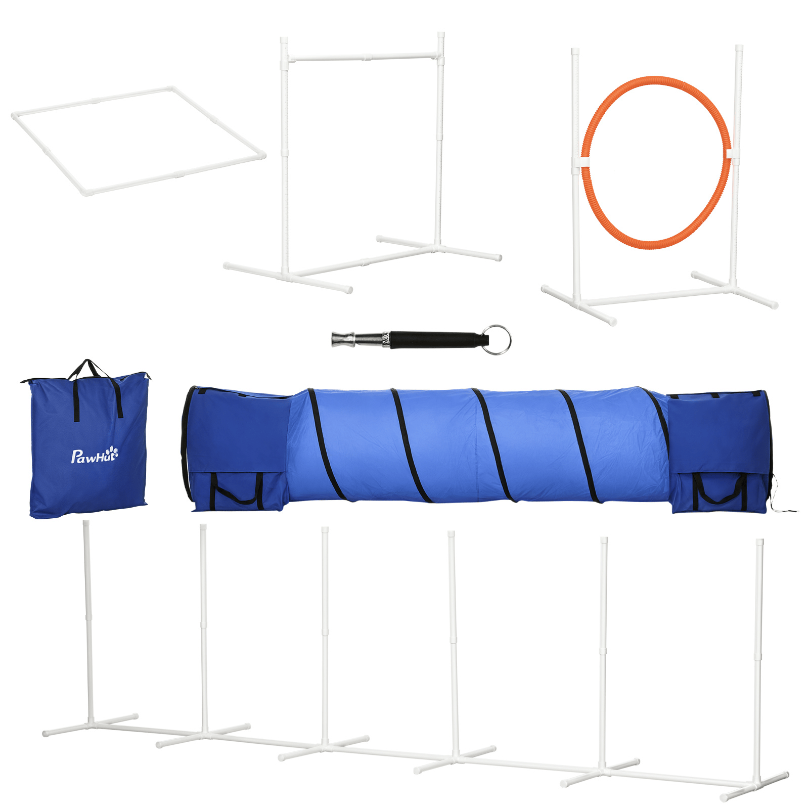 5-Piece Blue Dog Agility Set with Adjustable Jumps