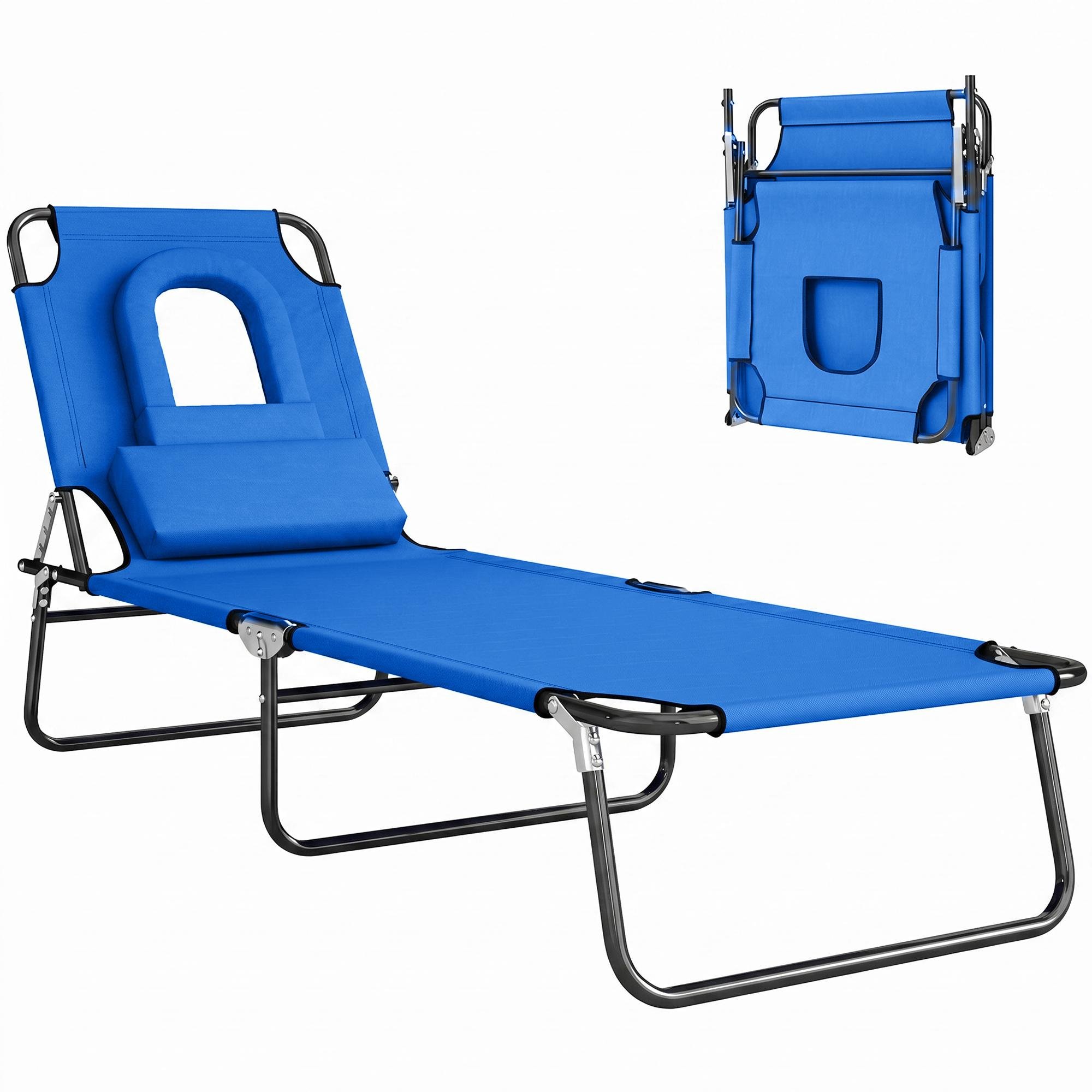Blue Face Hole Chaise Lounge Chair, 4-Position Recliner