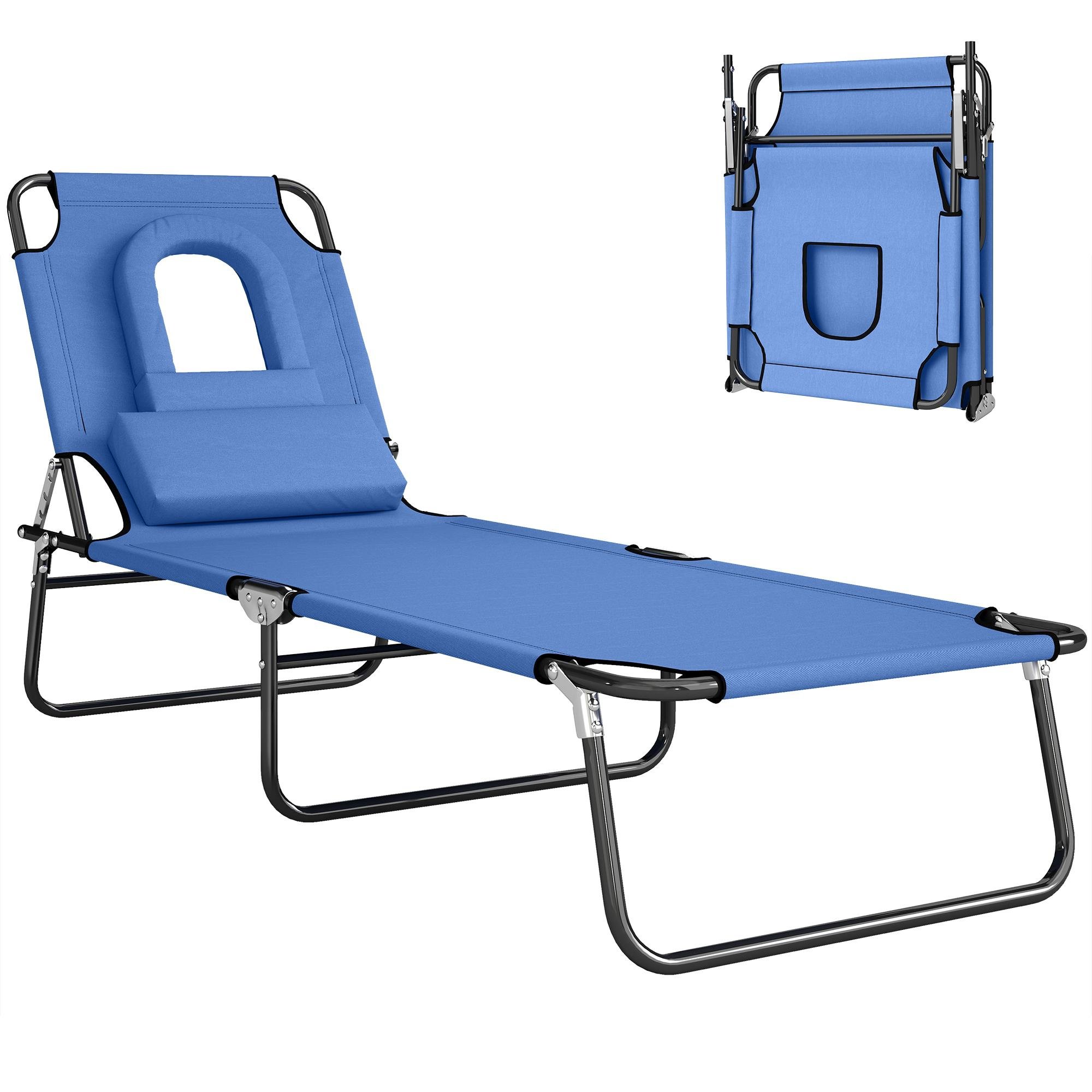 Blue Steel Face Hole Lounger with Four Reclining Positions
