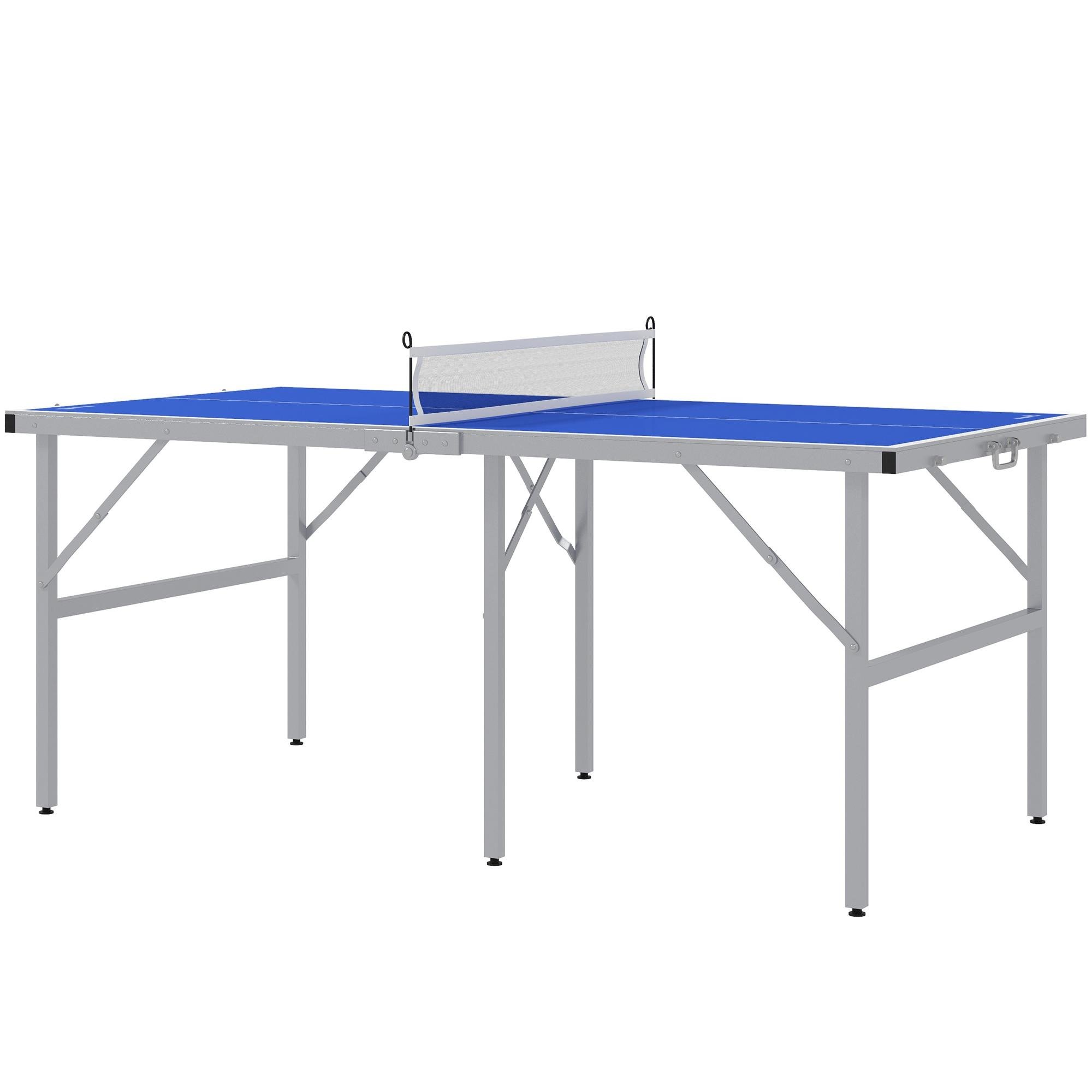 Blue Aluminum Ping Pong Table, Foldable Indoor/Outdoor Set