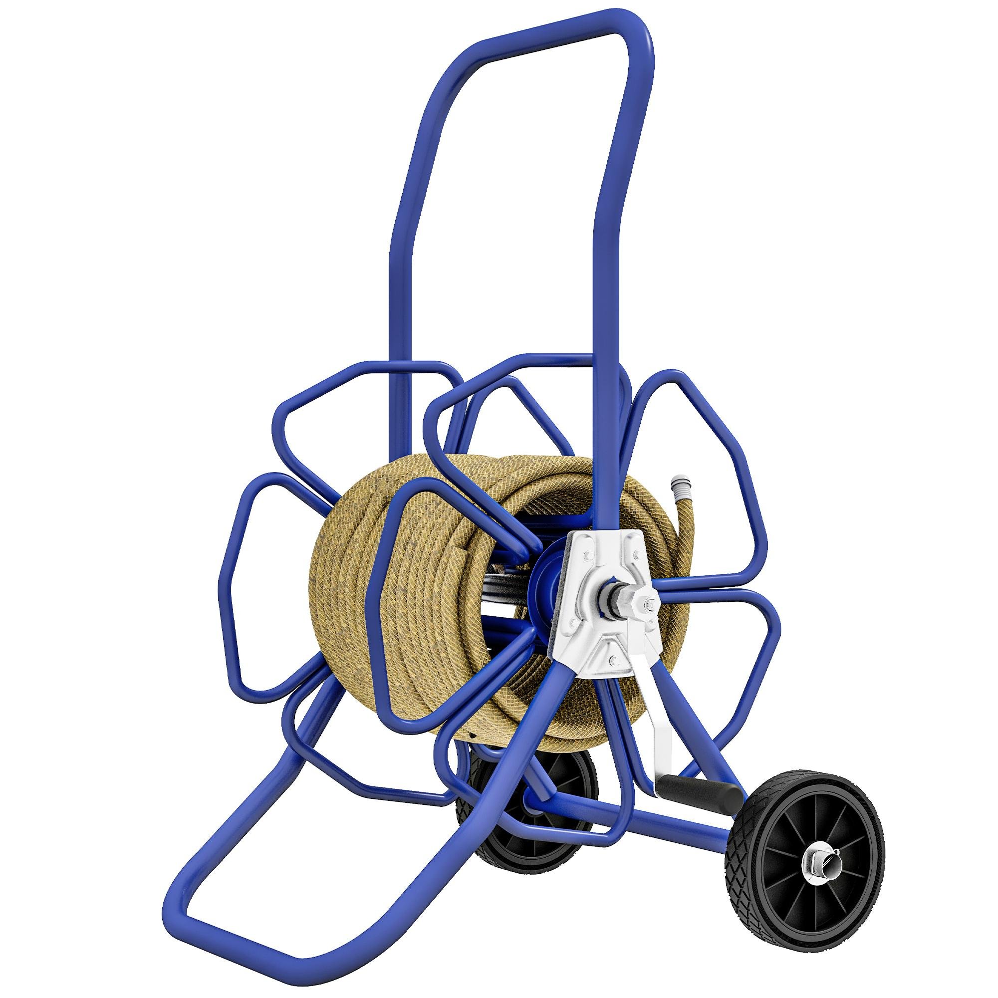 Blue 98ft Hose Cart with Wheels for Yard Storage