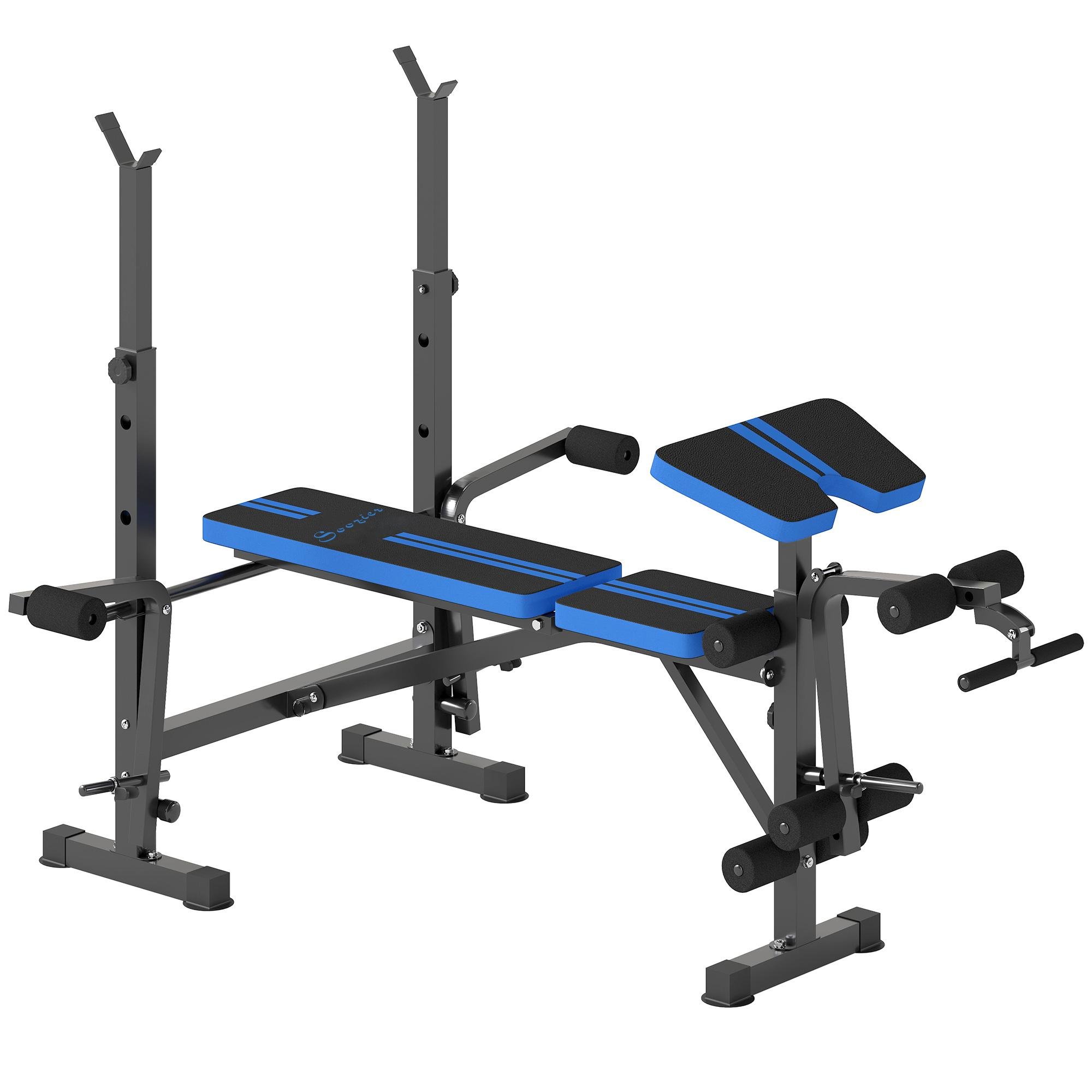 Blue Multifunction Weight Bench with Adjustable Rack