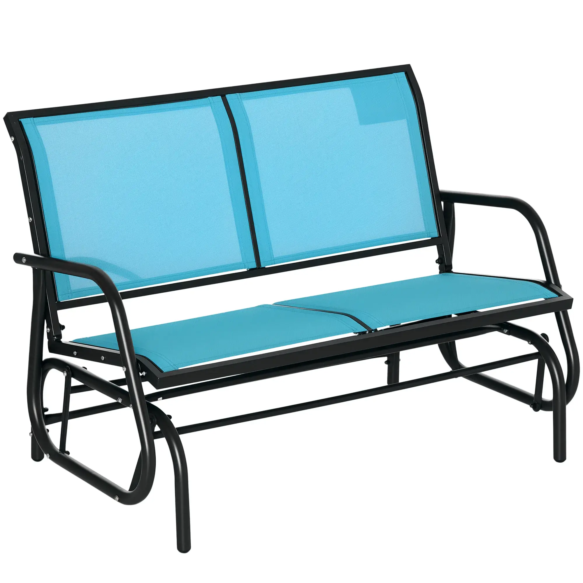 Blue Steel Patio Glider with Breathable Sling Fabric