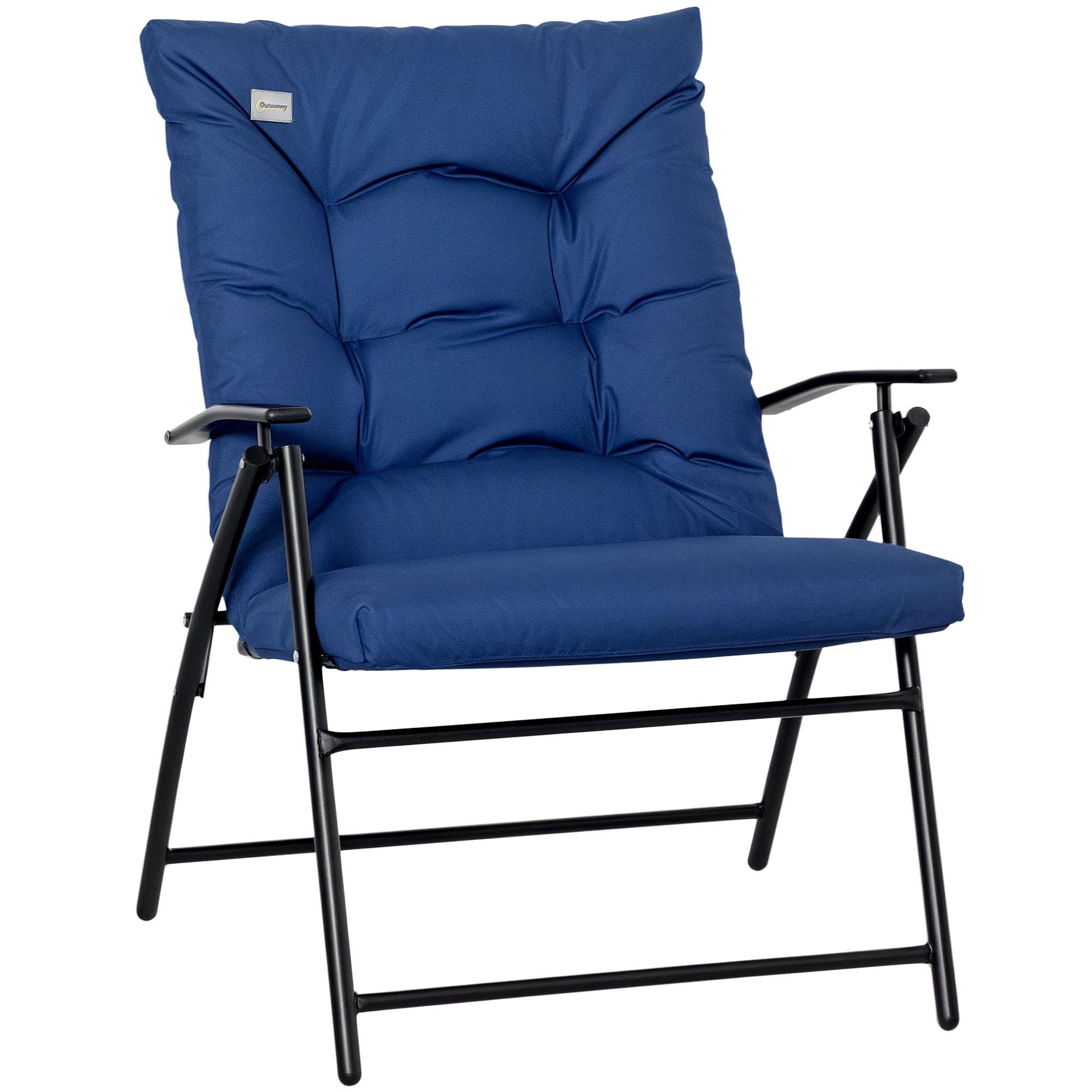 Blue Padded Folding Lounger with Adjustable Backrest