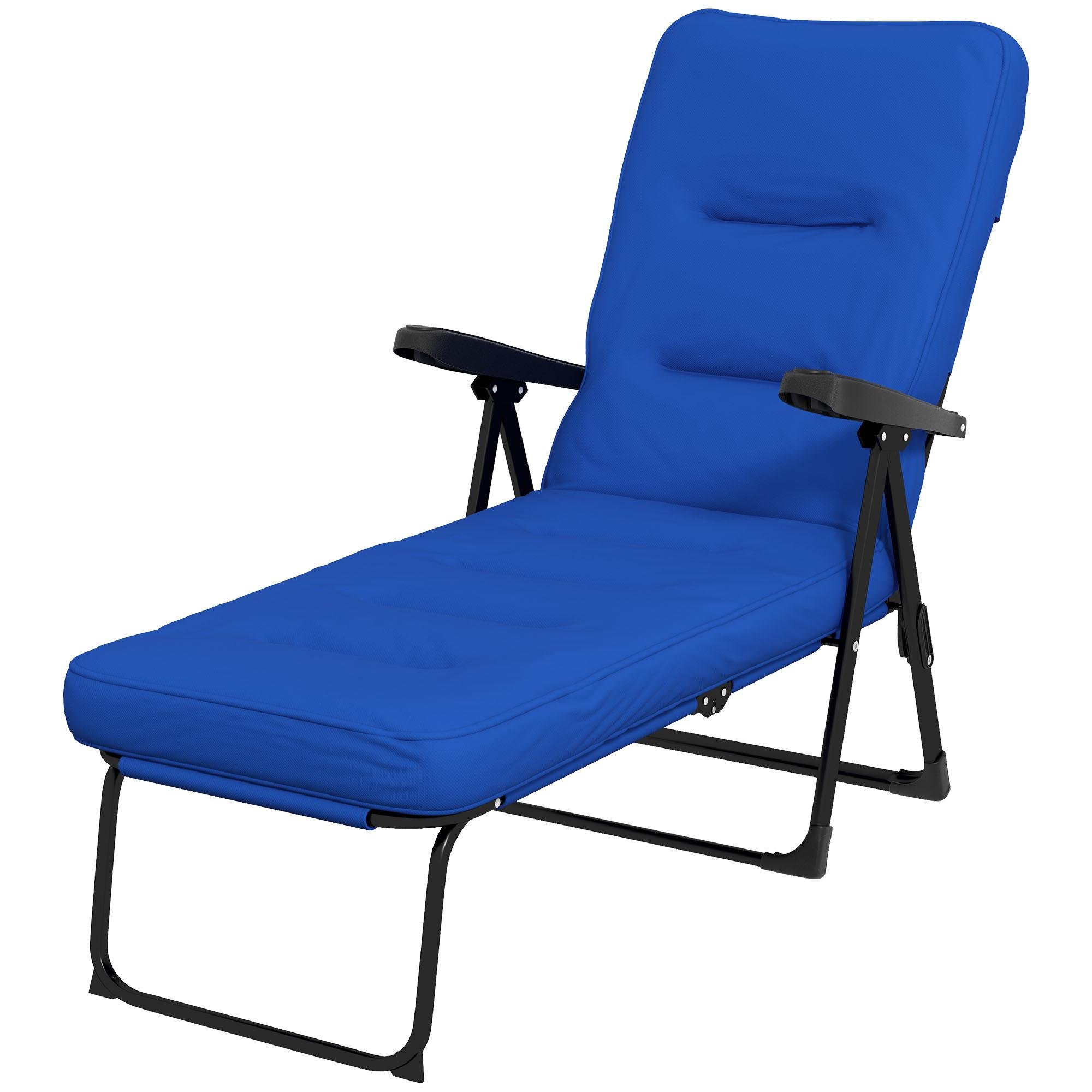 Blue Padded Reclining Lounger with Footrest