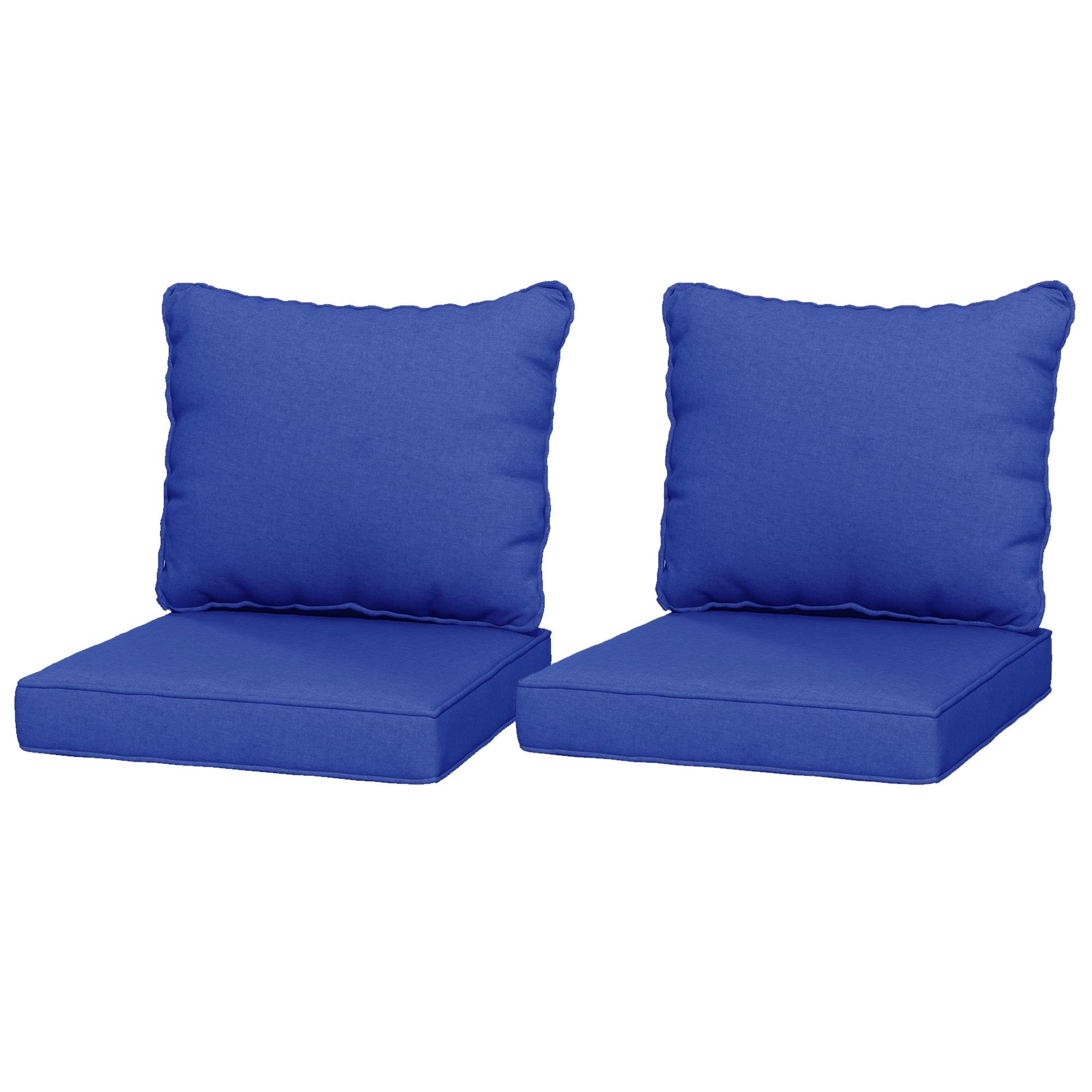 Blue Yarn-Dyed Patio Cushions, 4-Piece Set with Back