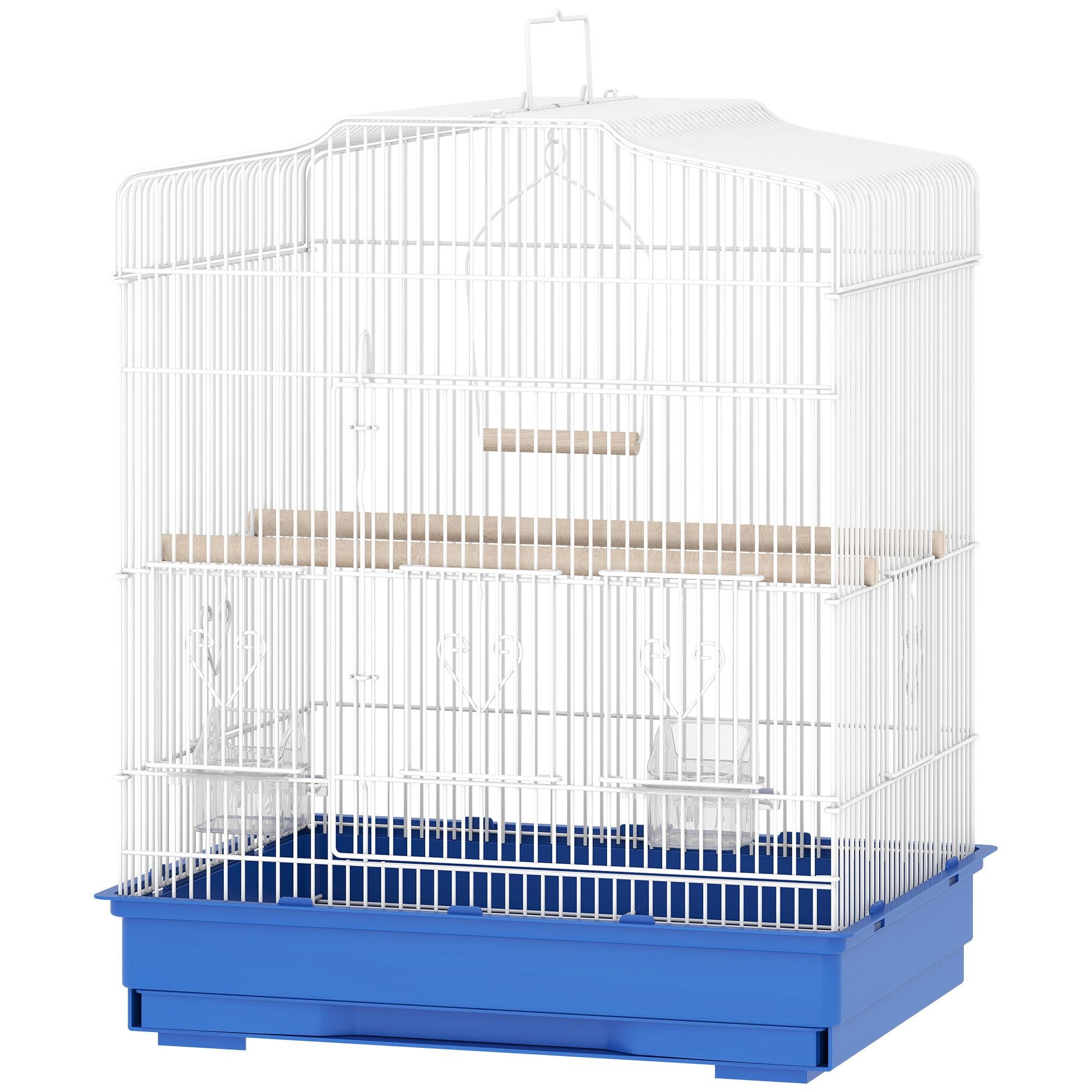 Blue Small Bird Cage with Perches and Swing for Finches
