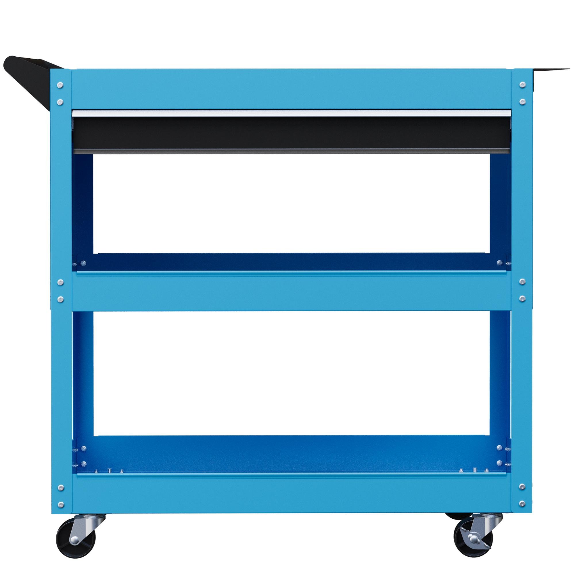 Blue Steel Tool Cart with 3-Tier Storage