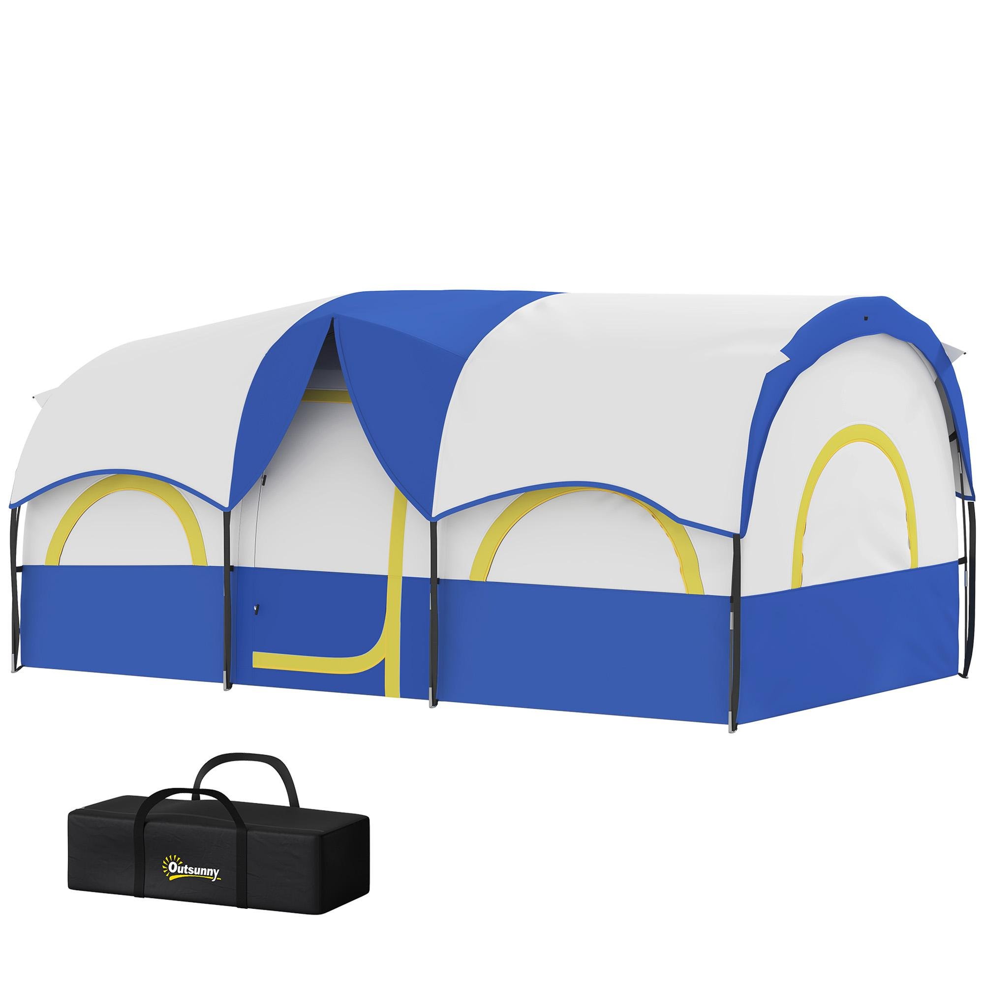 Blue 3 Room Camping Tent with 3,000 mm Water Resistance