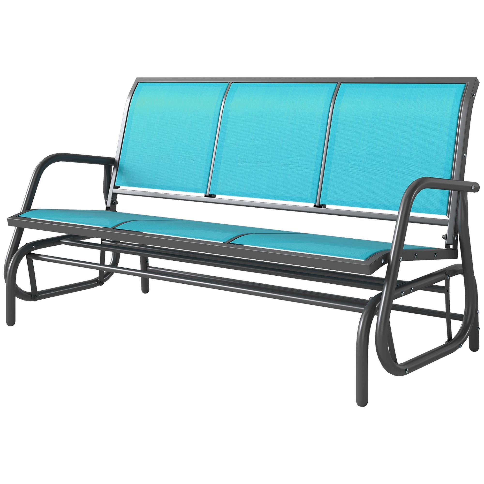 Blue Three Seat Glider with Steel Frame for Patios
