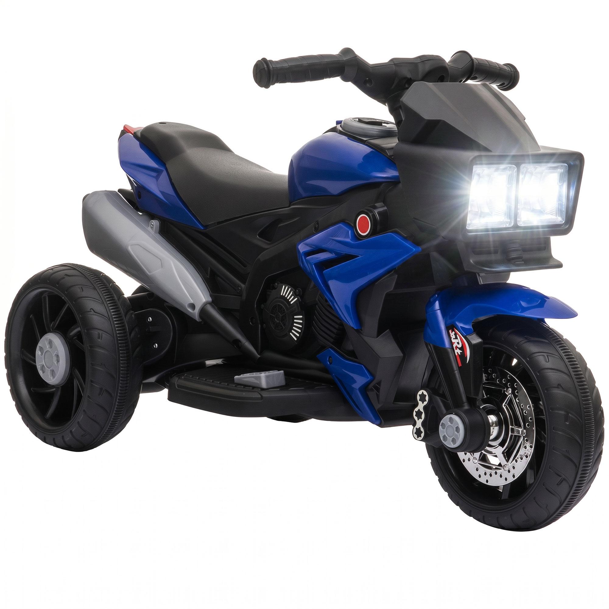 Blue Three Wheel 6V Motorcycle with Music and Headlights