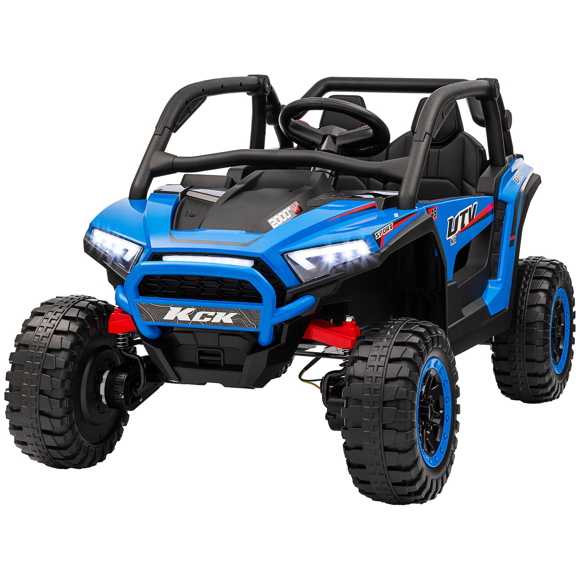 Blue 24V Kids UTV with 4 Motors and Remote Control