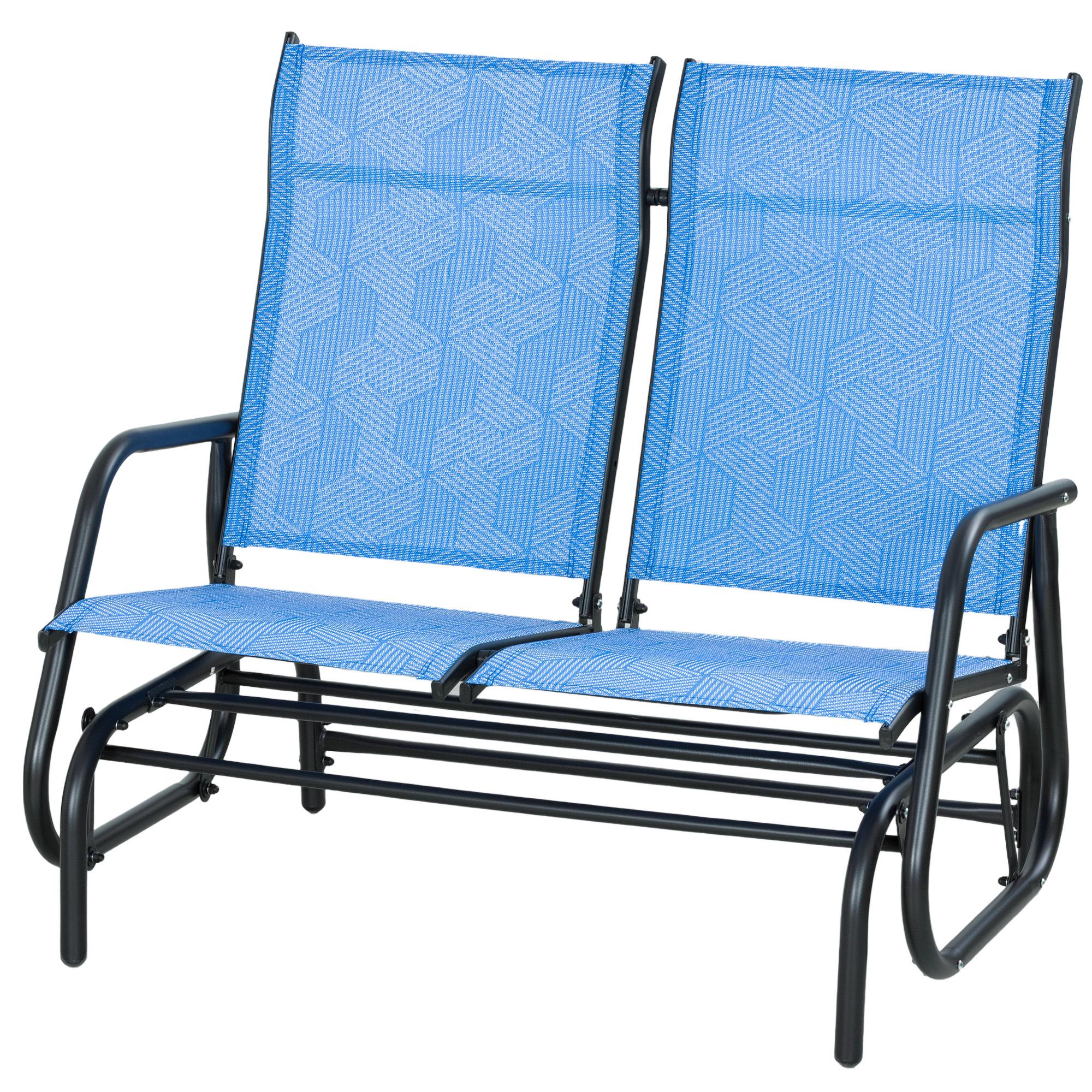 Blue Texteline Glider Bench for Two